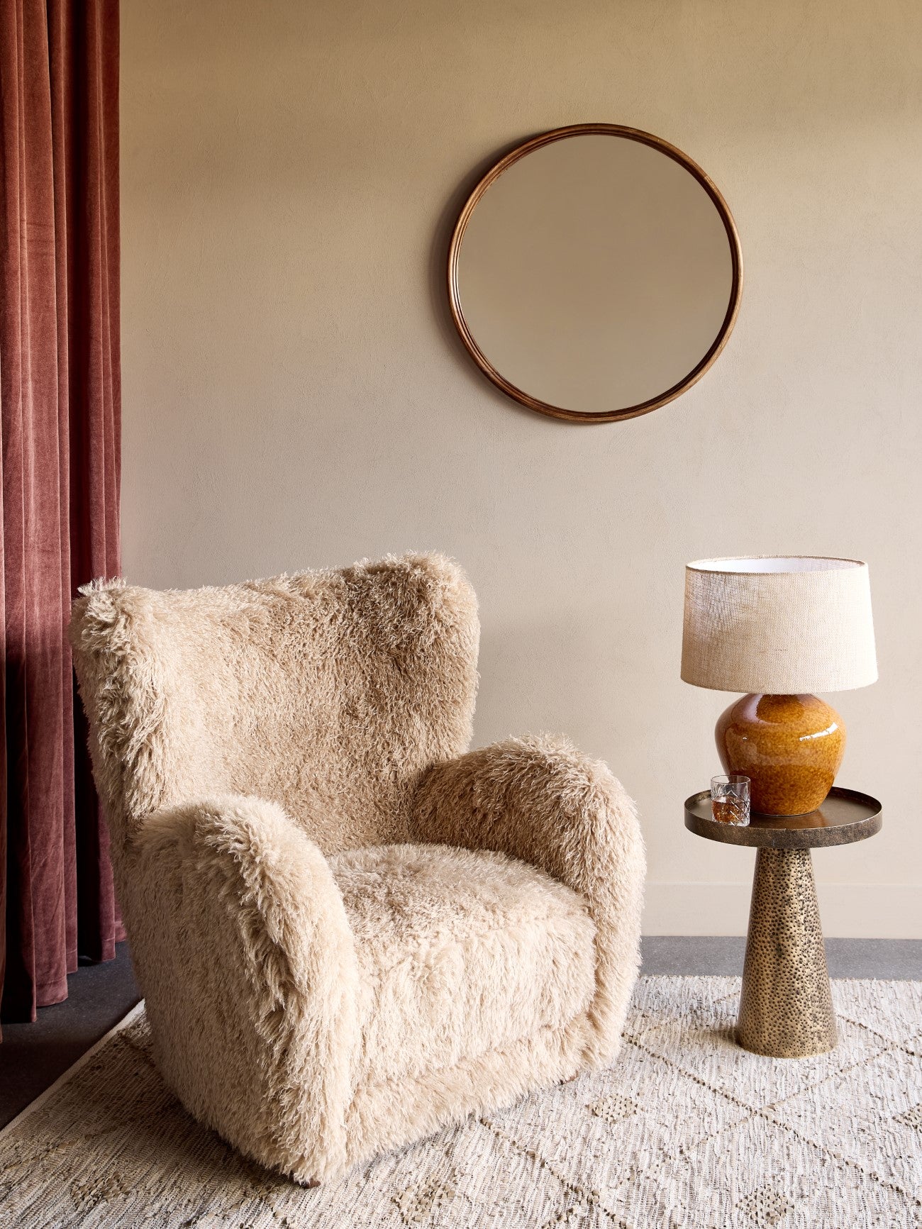Wallace Faux Sheepskin Shaggy Fur Armchair lifestyle