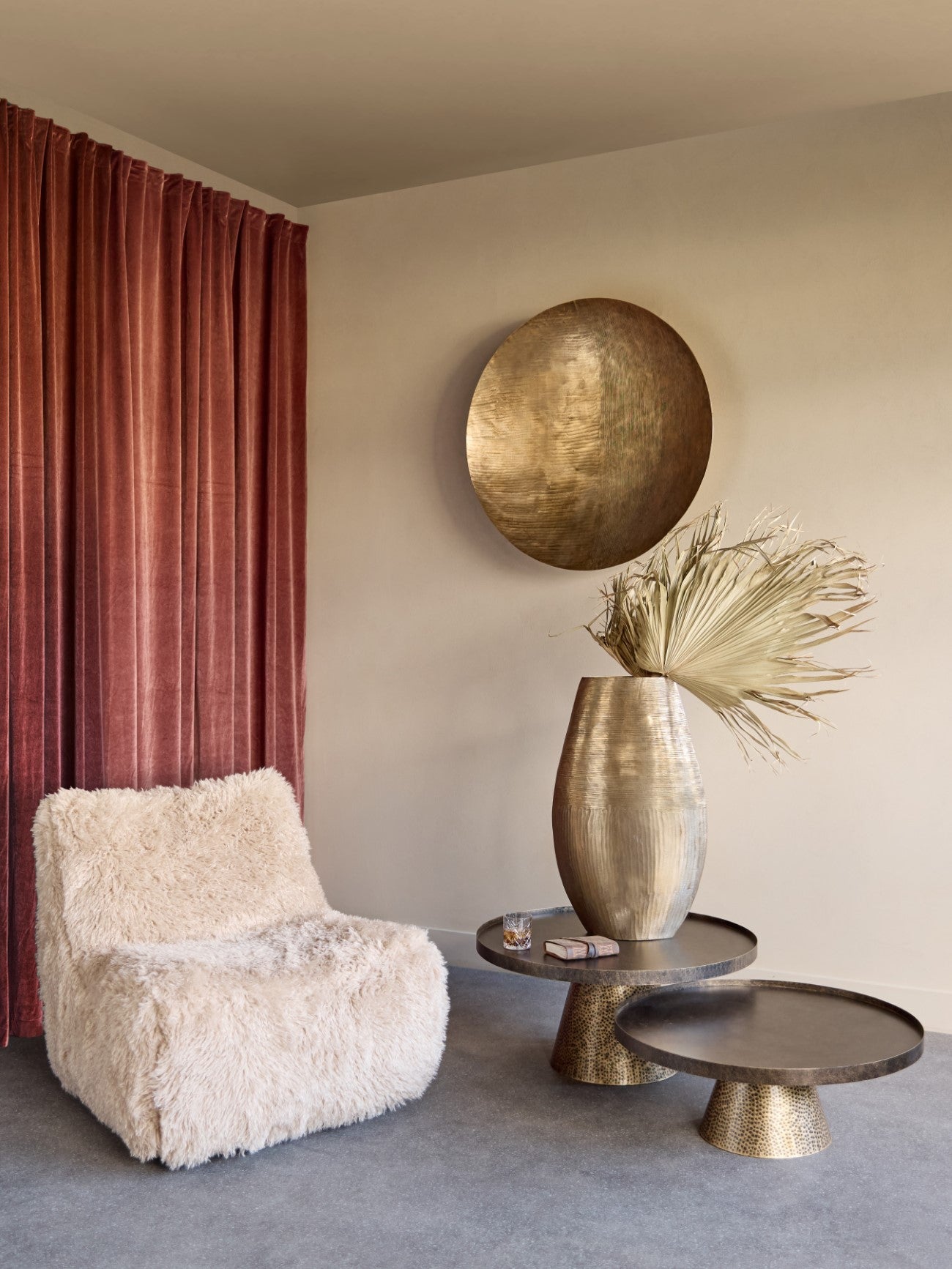 Wallace Faux Sheepskin Shaggy Fur Swivel Chair