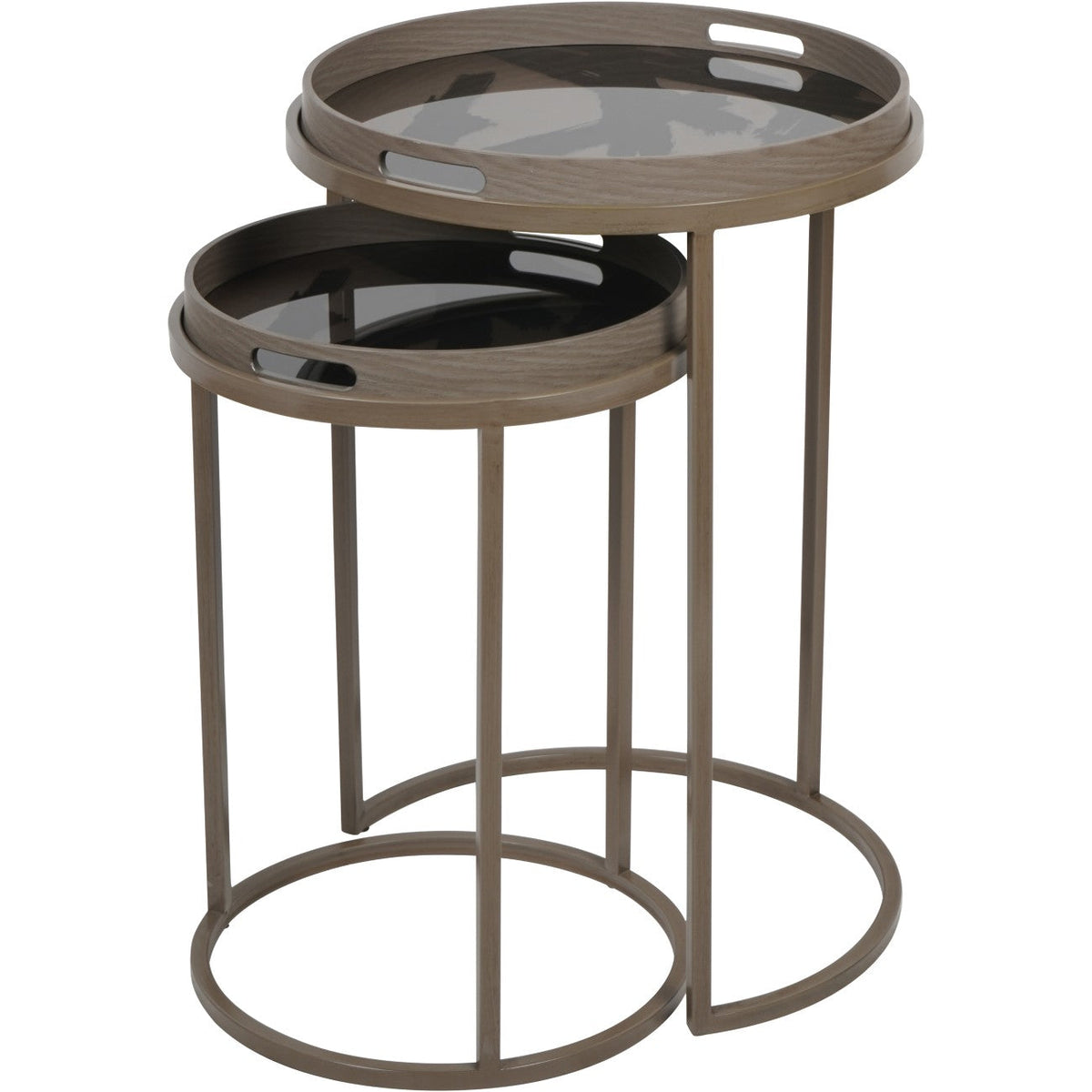 Set of 2 Impasto Brushstroke Tray Side Tables Nest