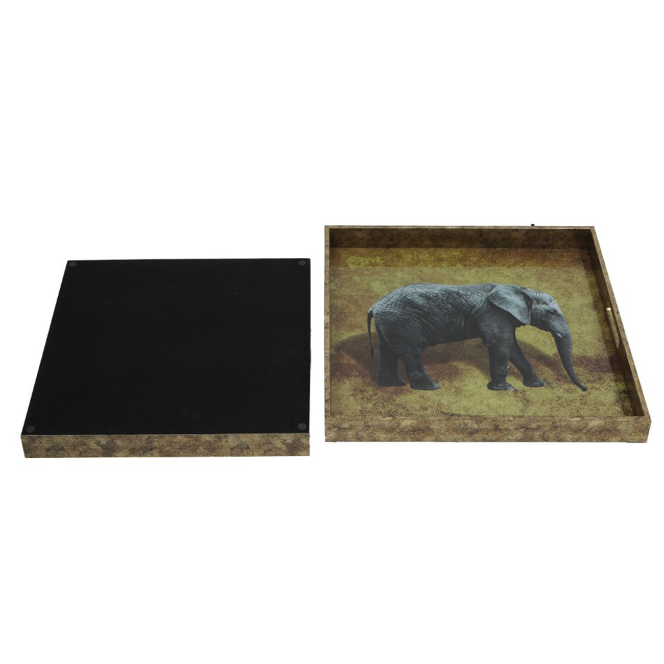 Set of 2 Elephant Gold Nesting Trays