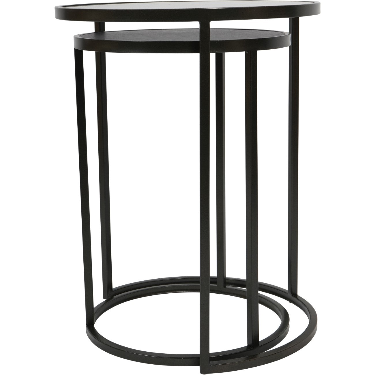 Set of 2 Turner Black & Smoked Glass Side Tables Nest
