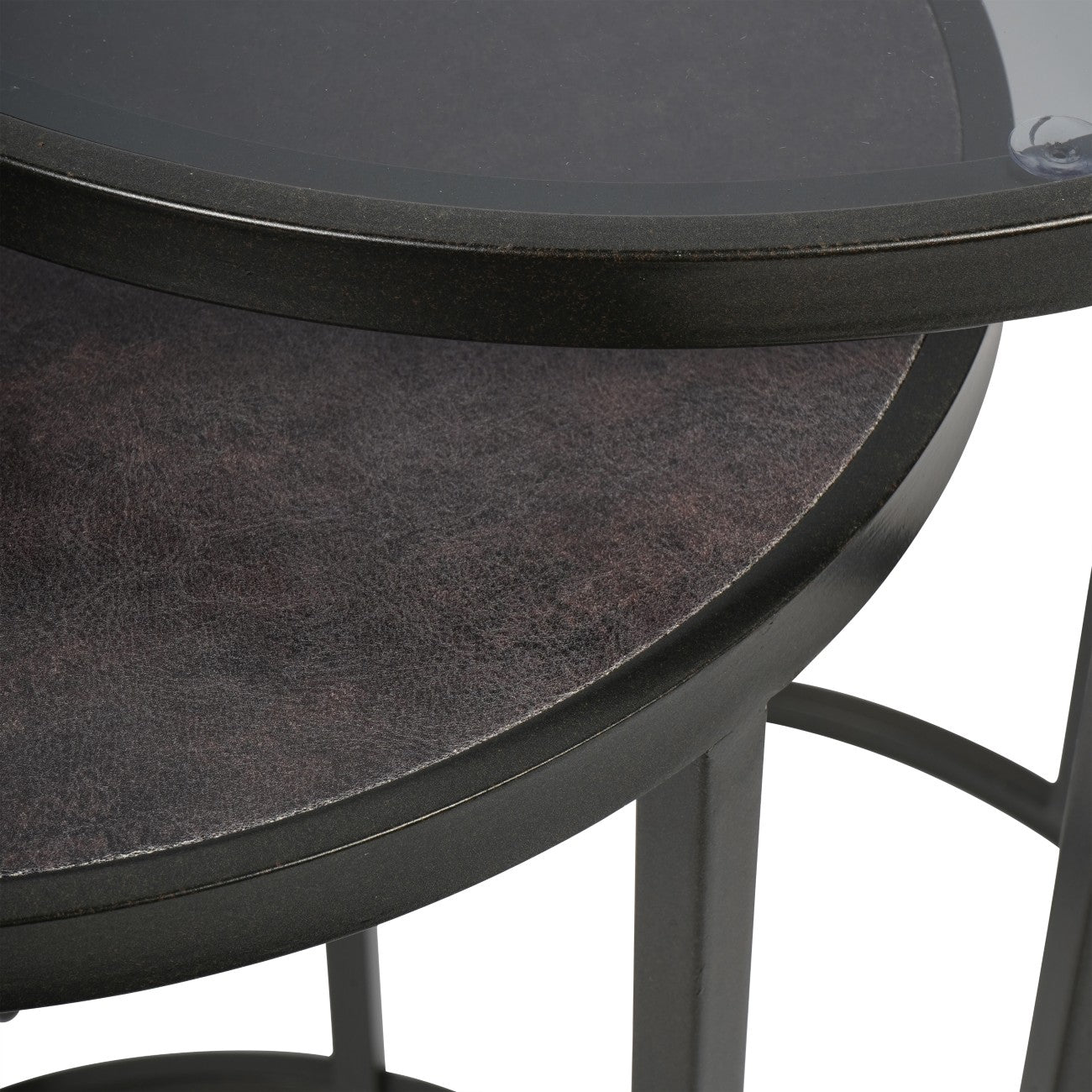 Set of 2 Turner Black & Smoked Glass Side Tables Nest
