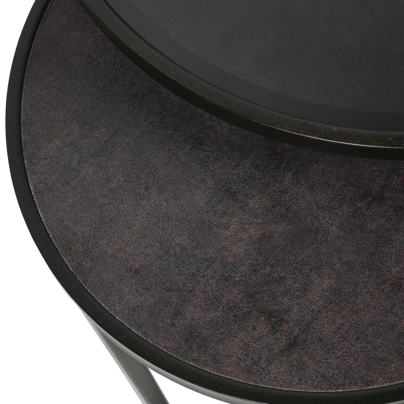 Set of 2 Turner Black & Smoked Glass Side Tables Nest