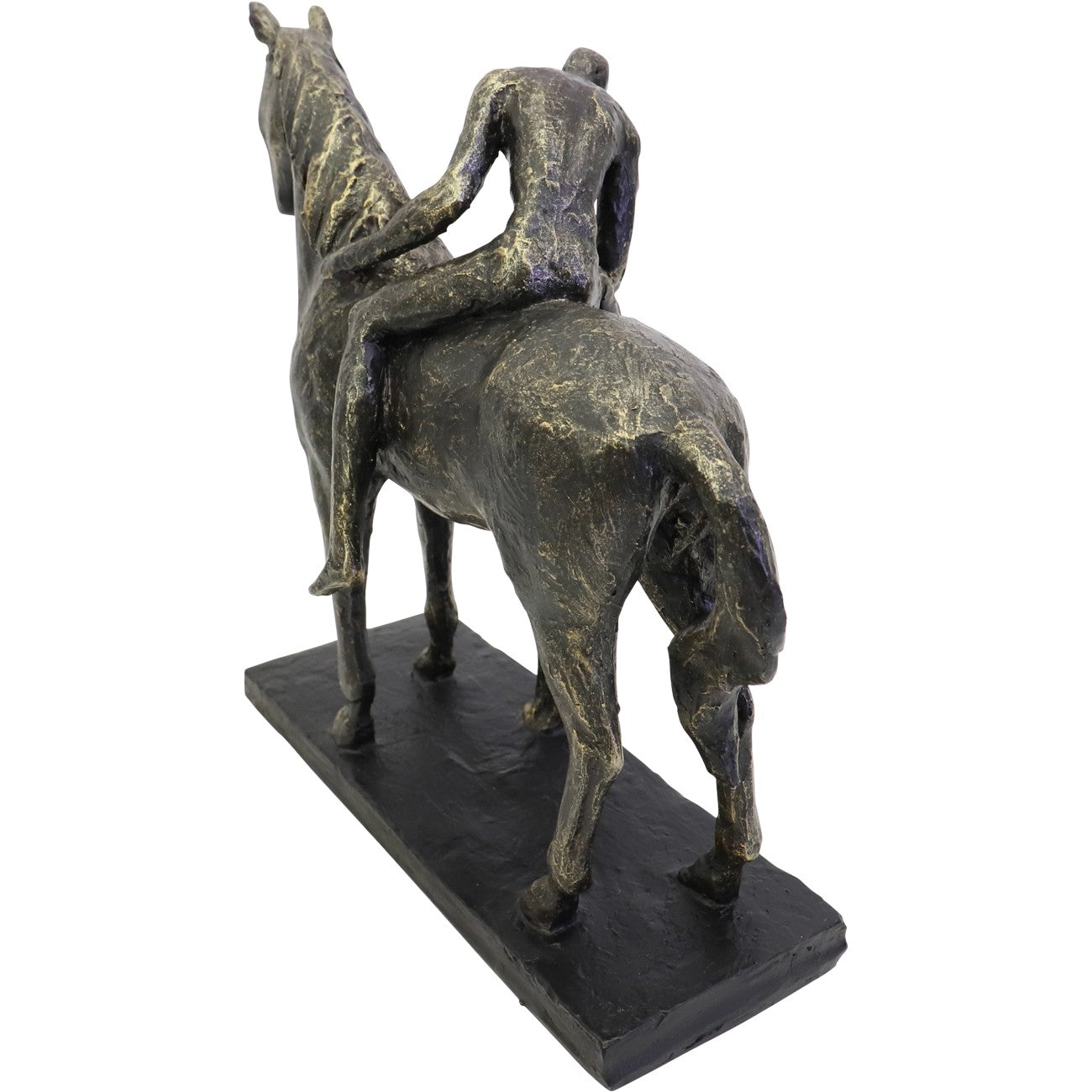 Antique Bronze Kissing Couple with Horse Sculpture