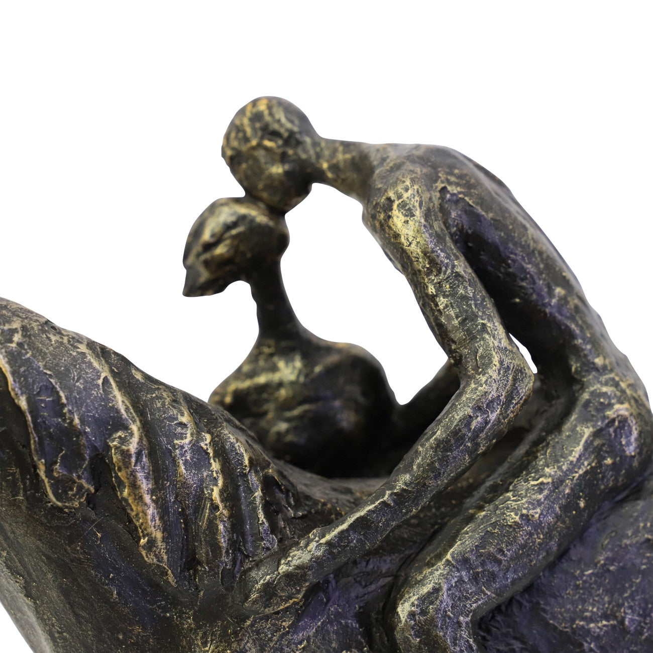 Antique Bronze Kissing Couple with Horse Sculpture