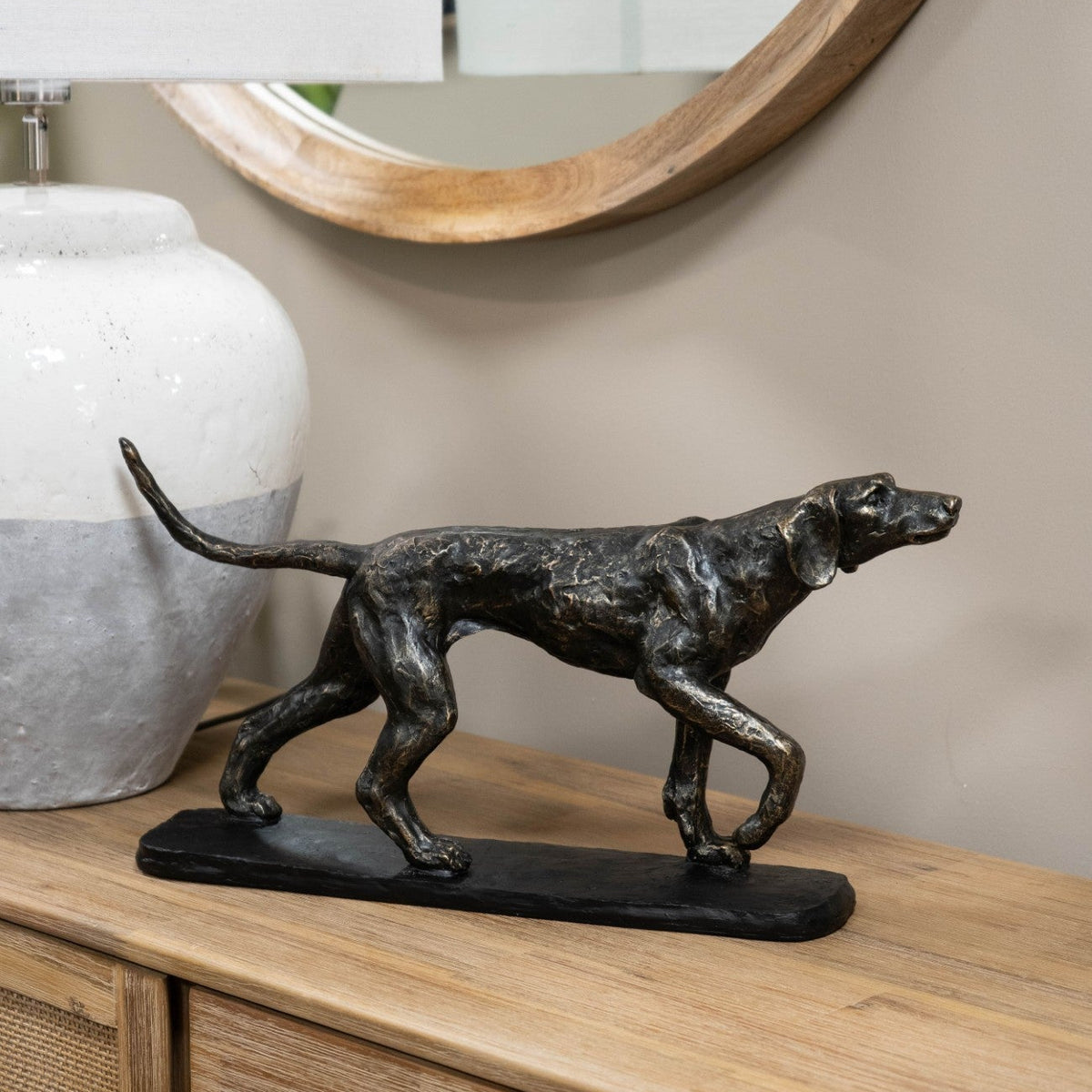 Antique Bronze Hunter Dog Sculpture