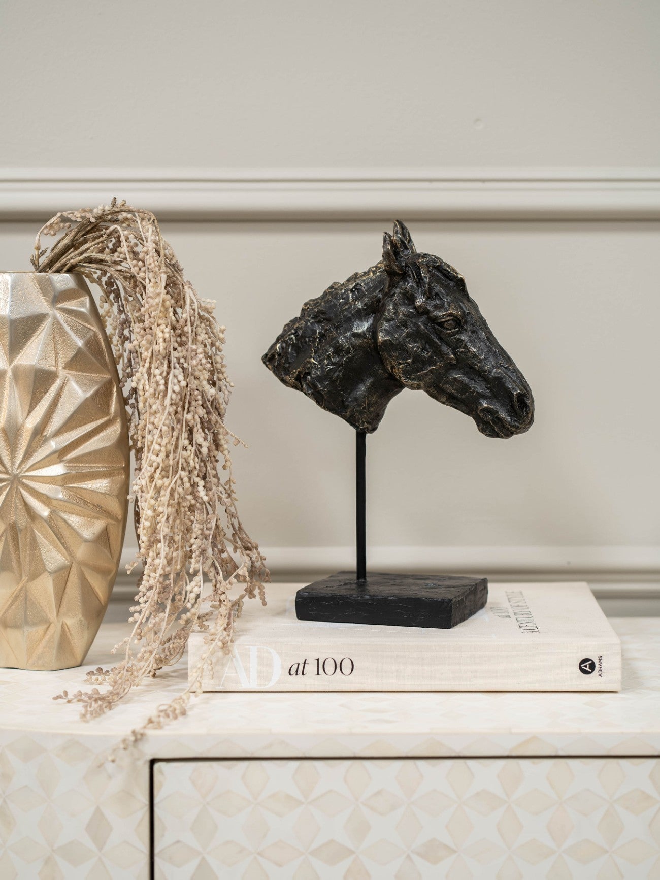 Antique Bronze Bay Horse Head Sculpture