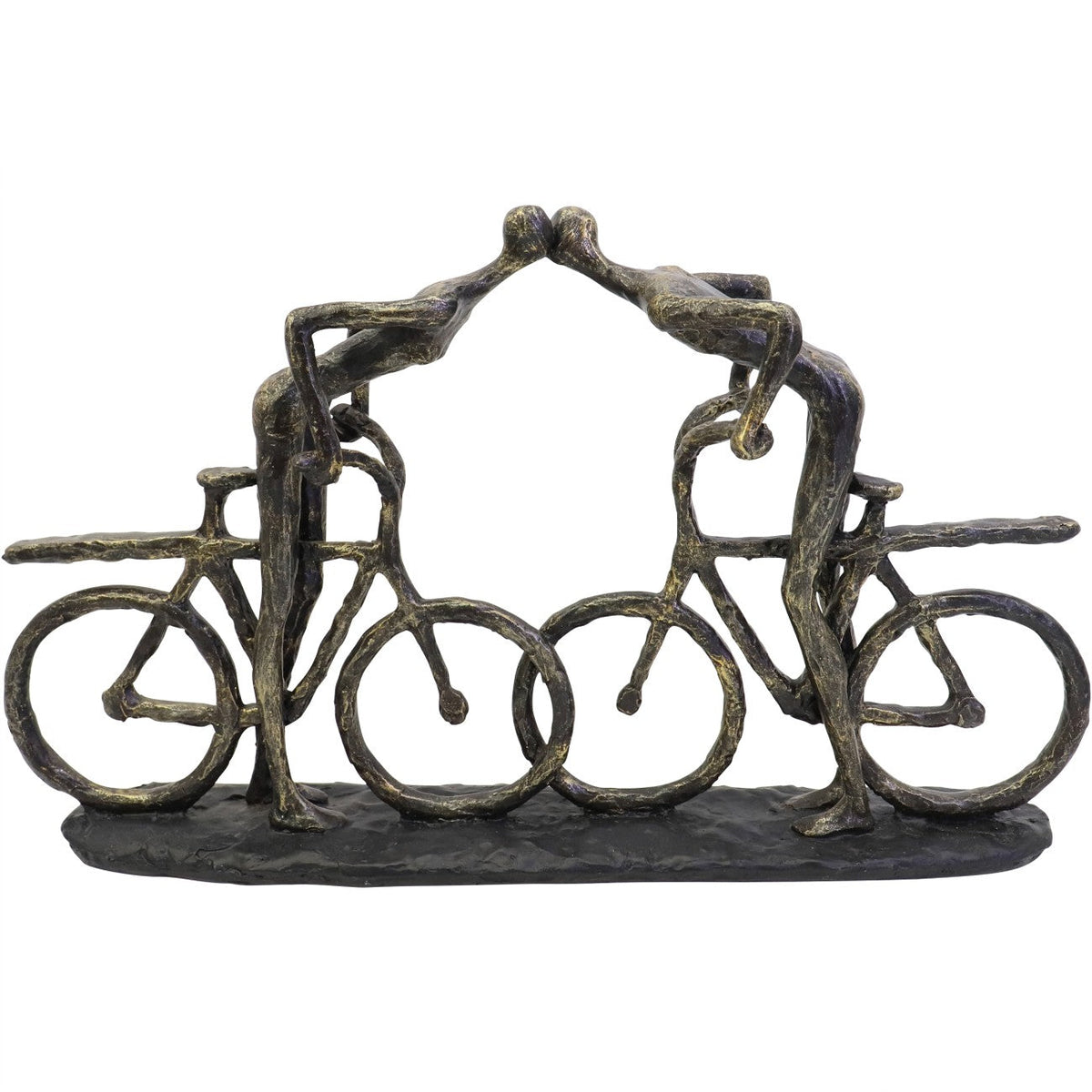 Antique Bronze Smooching Cyclist Sculpture