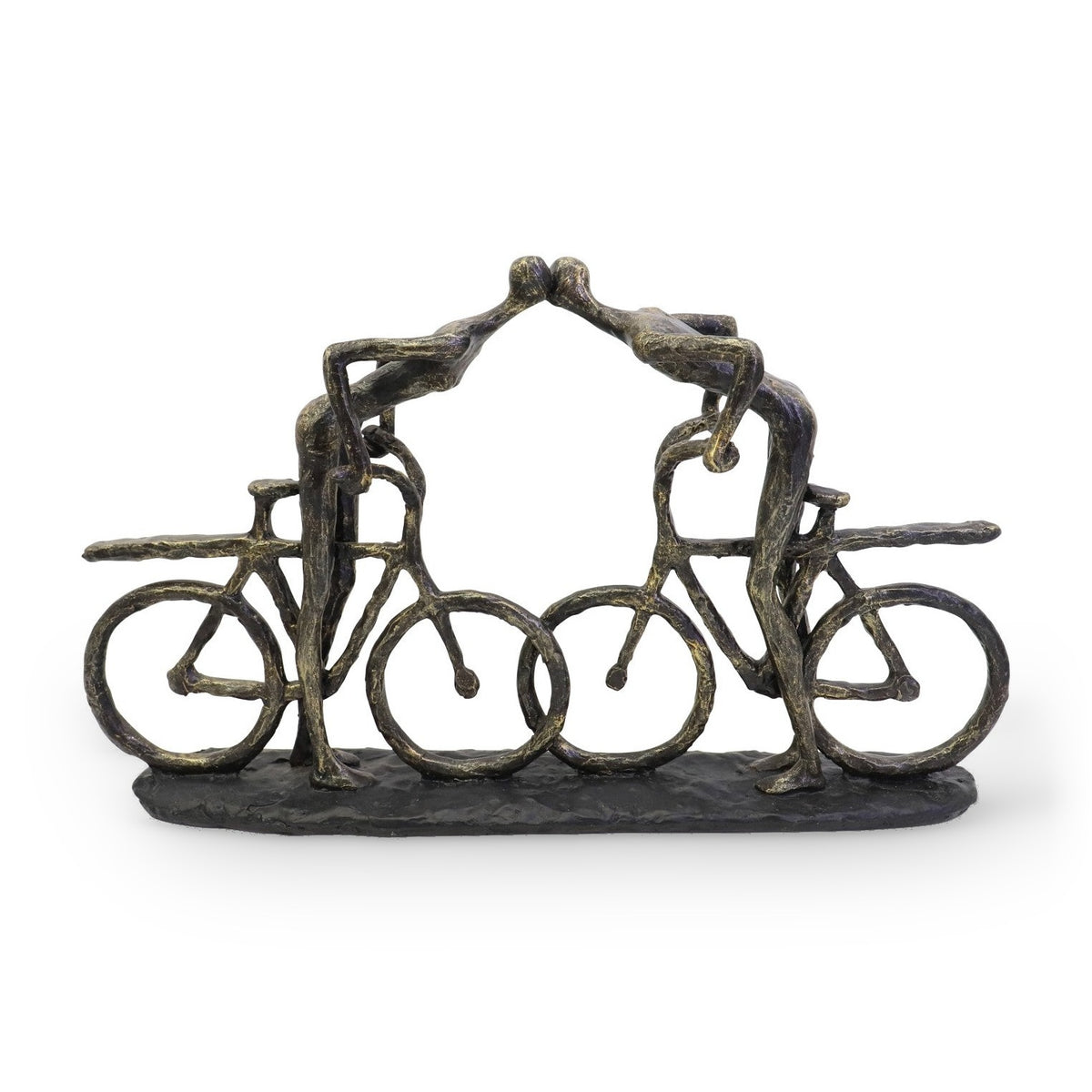 Antique Bronze Smooching Cyclist Sculpture