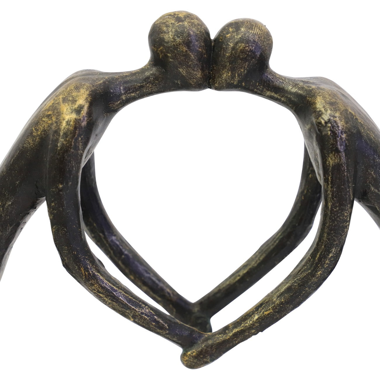 Antique Bronze Lovers Heart Sculpture