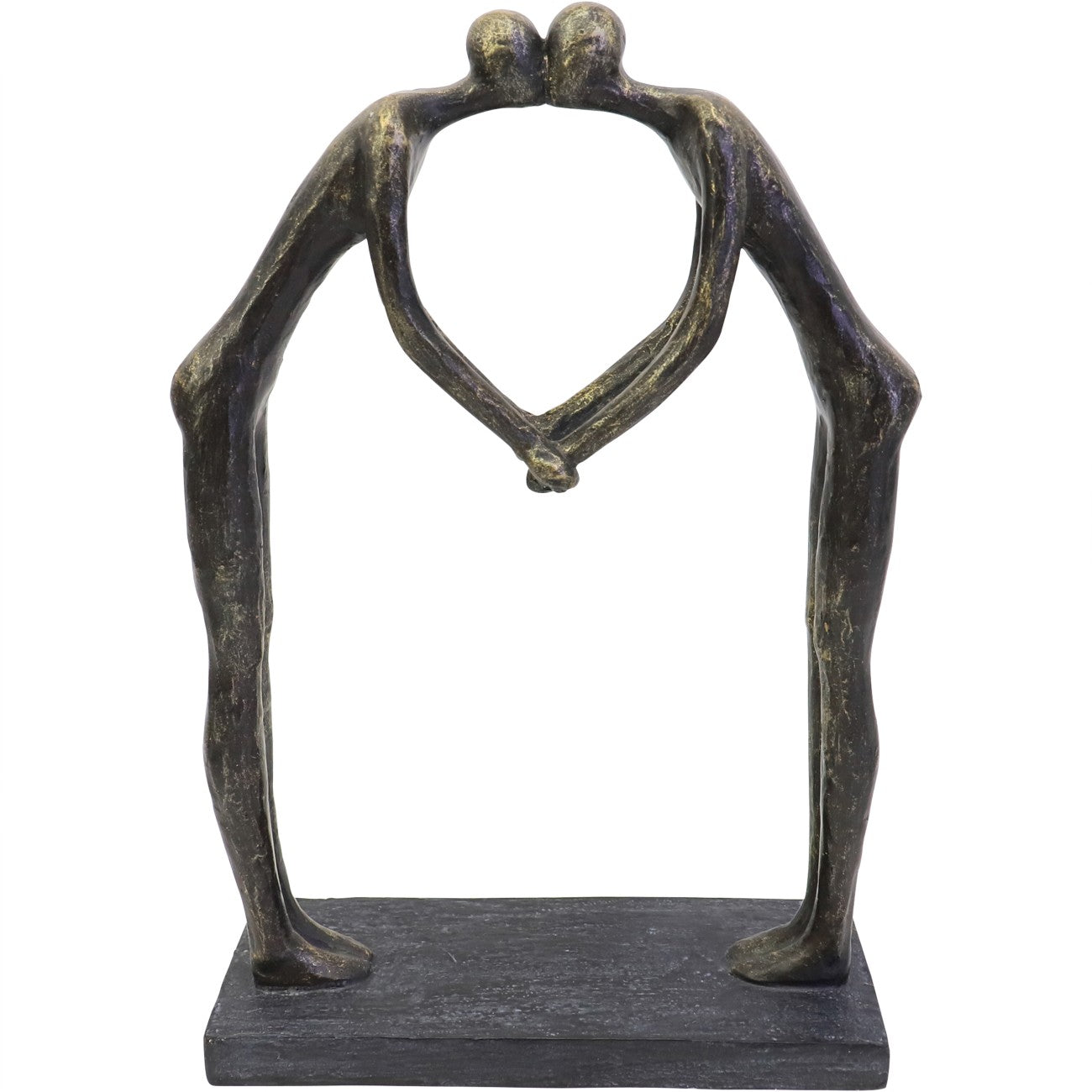 Antique Bronze Lovers Heart Sculpture
