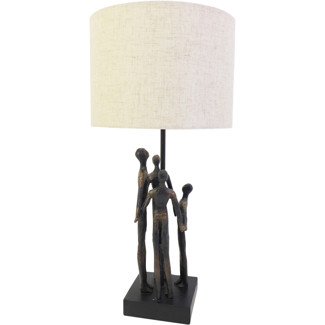 Antique Bronze Family Sculpture Table Lamp