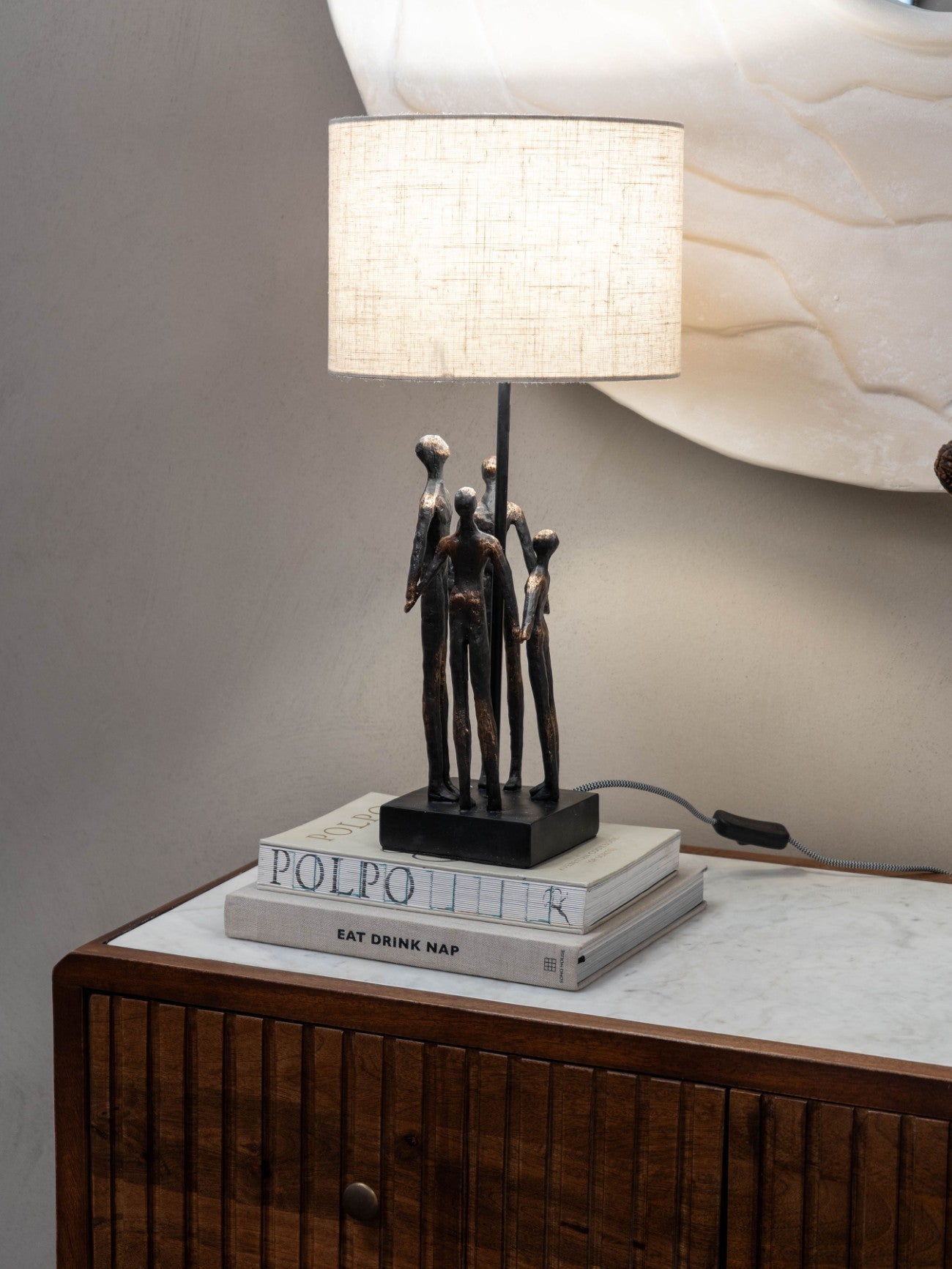 Antique Bronze Family Sculpture Table Lamp lifestyle