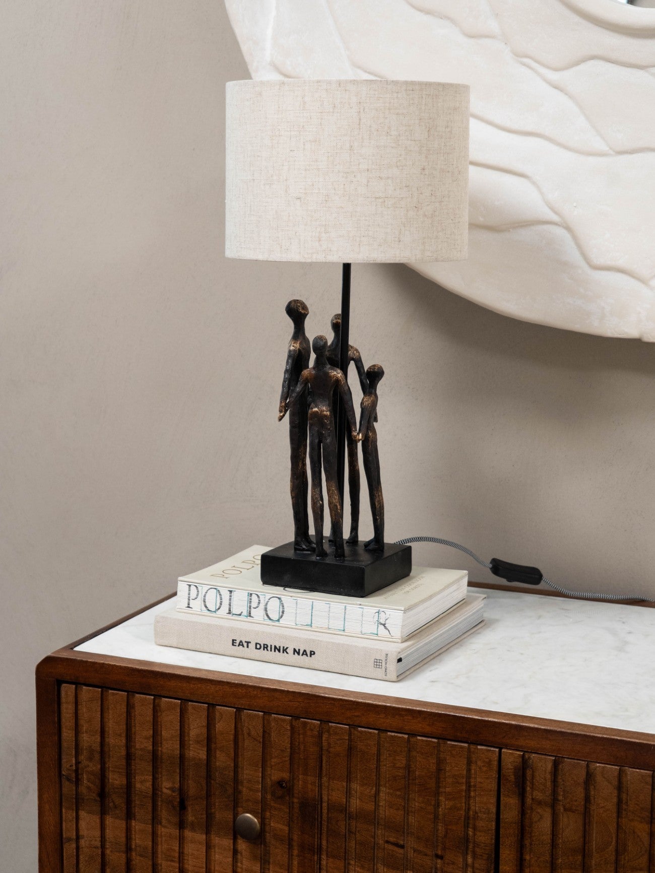Antique Bronze Family Sculpture Table Lamp lifestyle