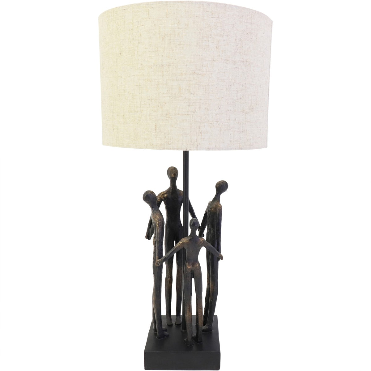 Antique Bronze Family Sculpture Table Lamp
