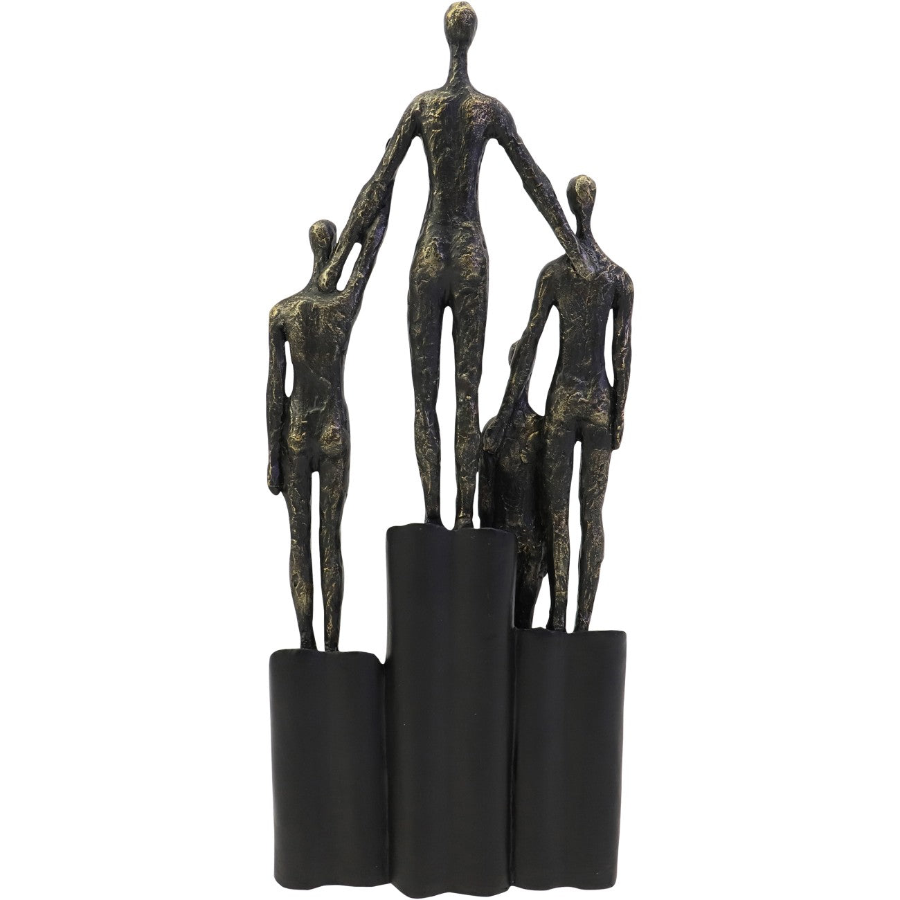 Antique Bronze Abstract Family Sculpture on Hearts Plinth