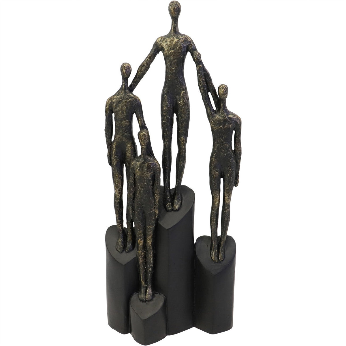 Antique Bronze Abstract Family Sculpture on Hearts Plinth