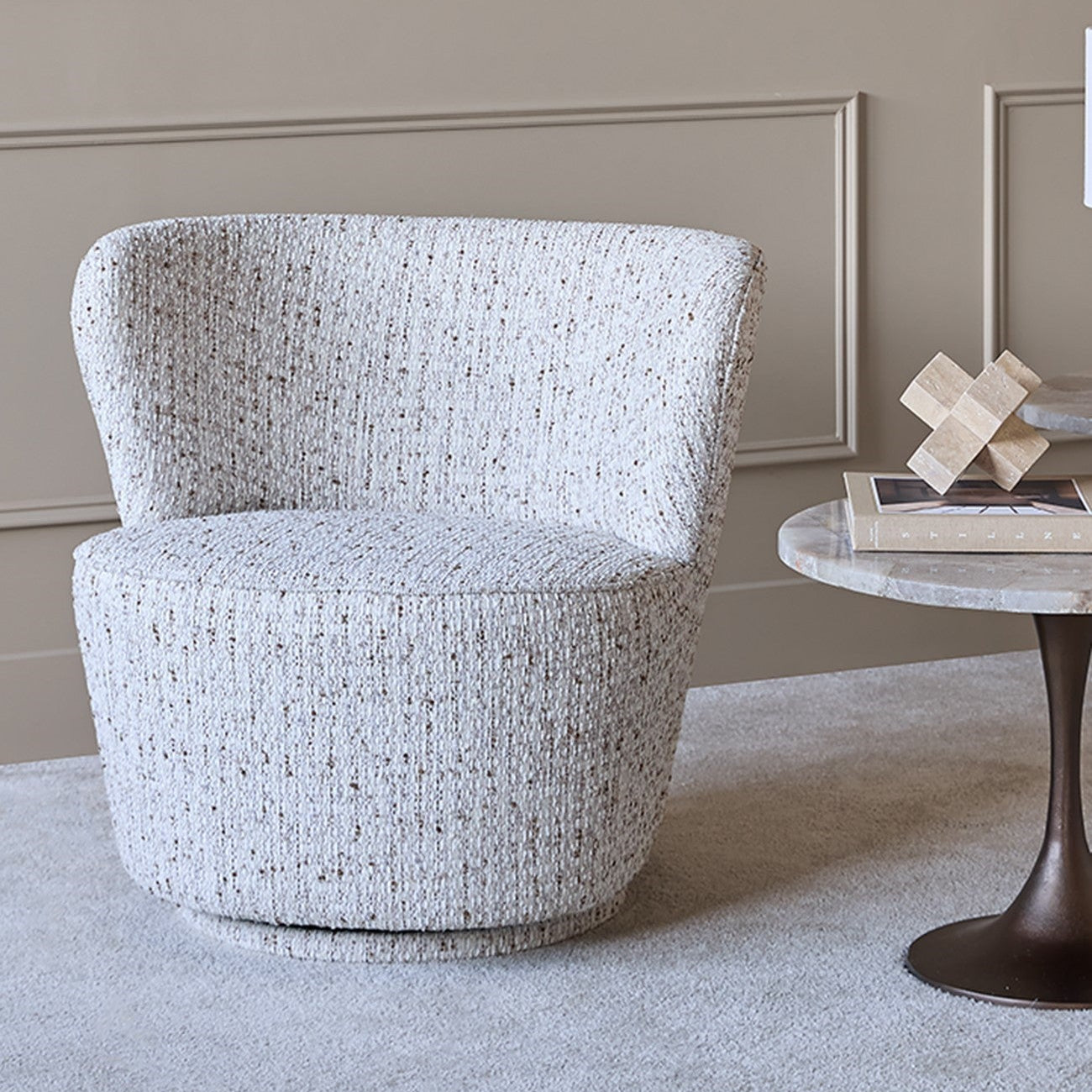 Roehampton Natural Textured Weave Slub Swivel Chair