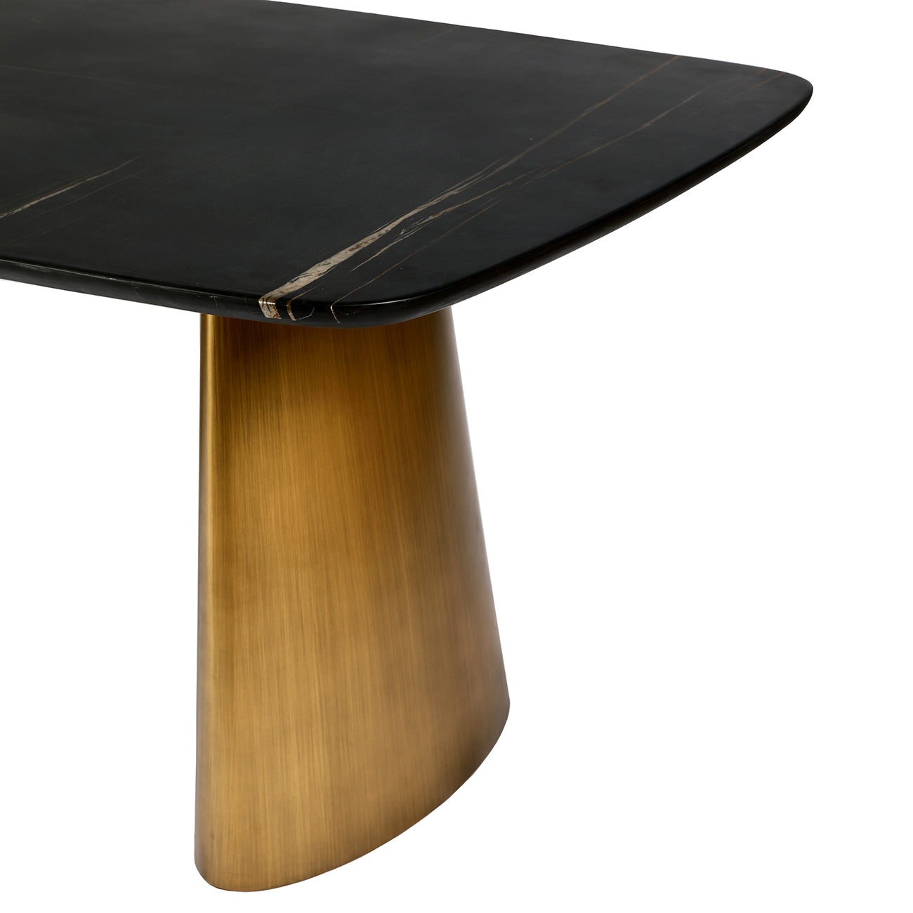 Caldera Solid Black Marble & Brass Dining Table 200cm