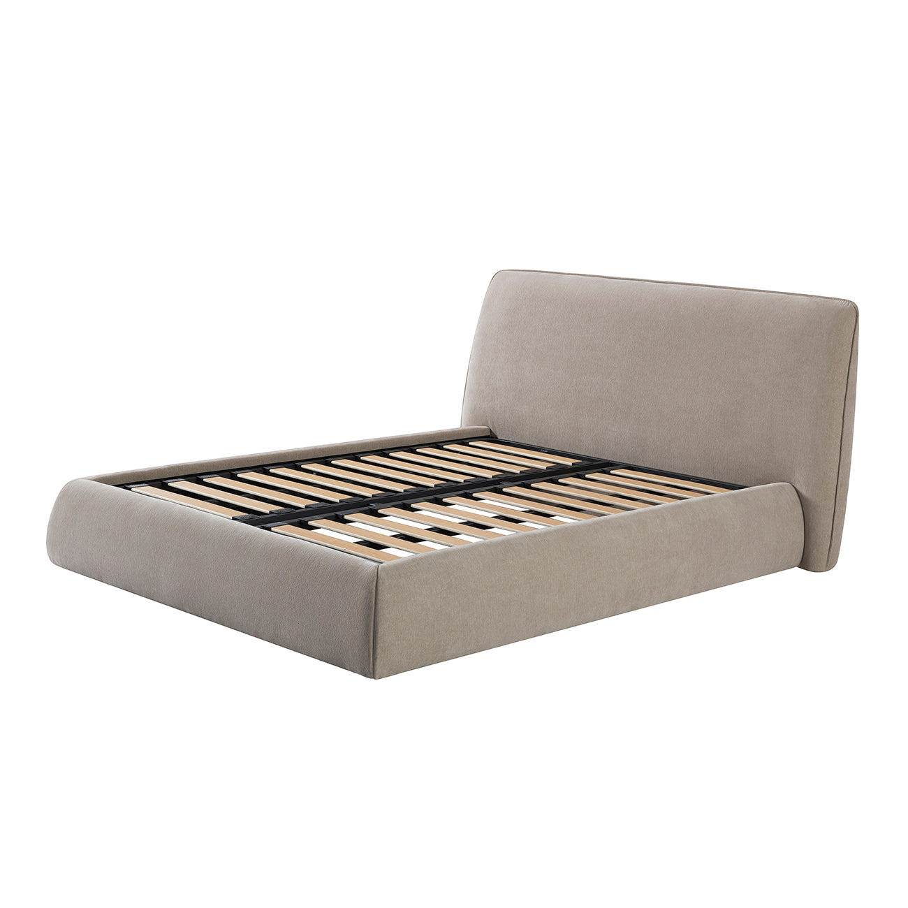 Darley Soft Beige Upholstered Chenille King Size Bed Frame