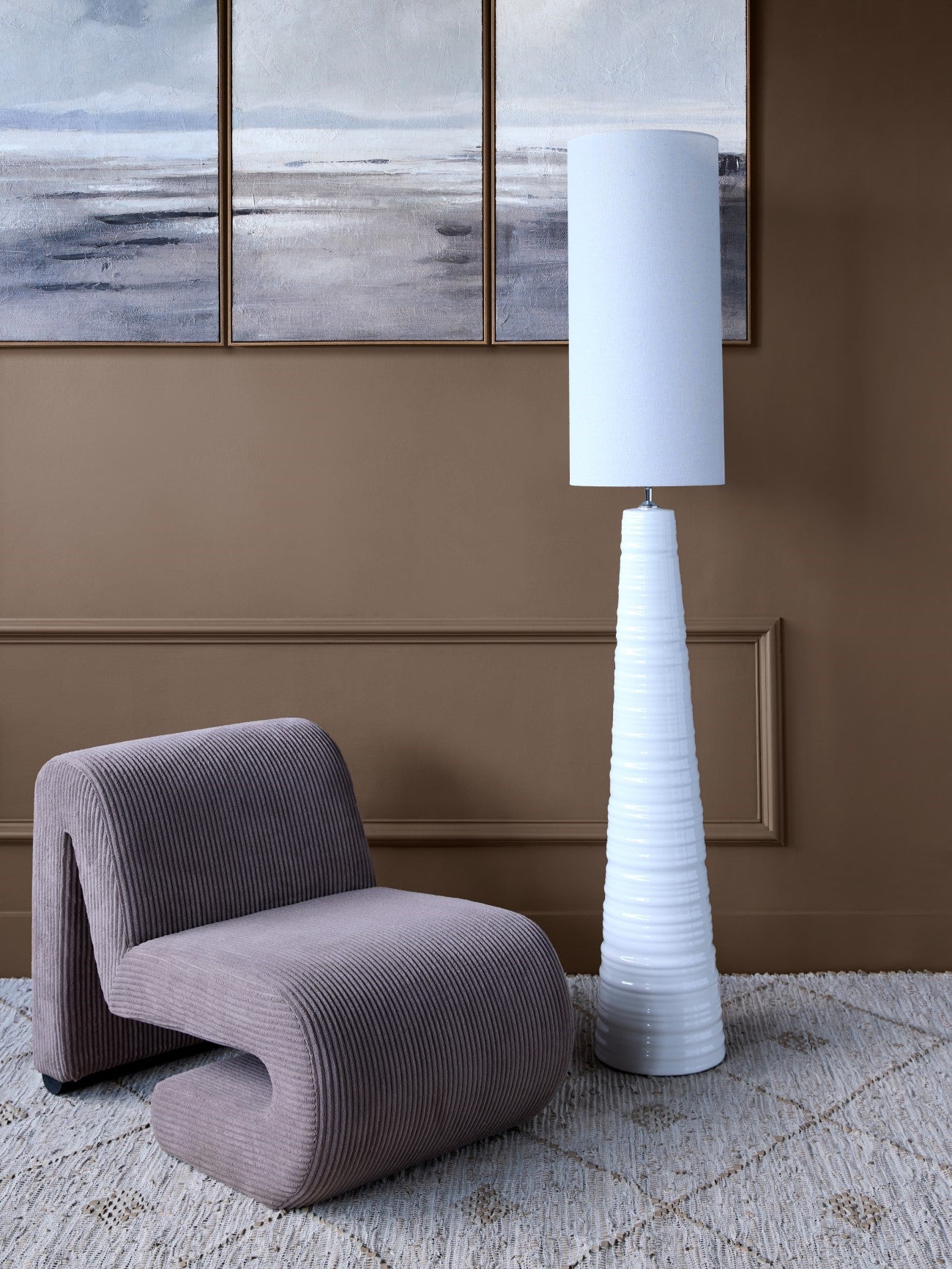 Tivoli Tall Ceramic Floor Lamp White with Shade
