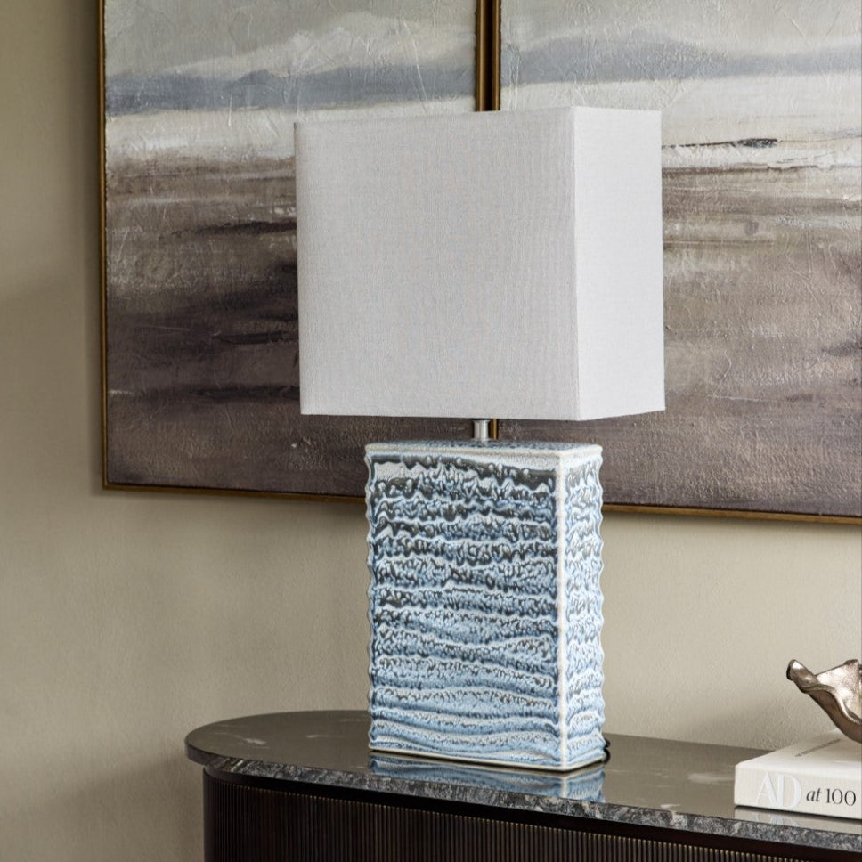 Sereno Off White Ceramic Square Table Lamp