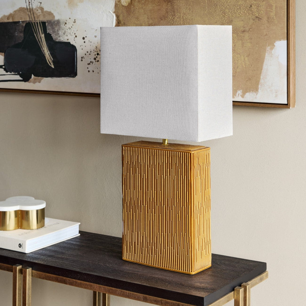 Elk Terracotta Ceramic Square Table Lamp
