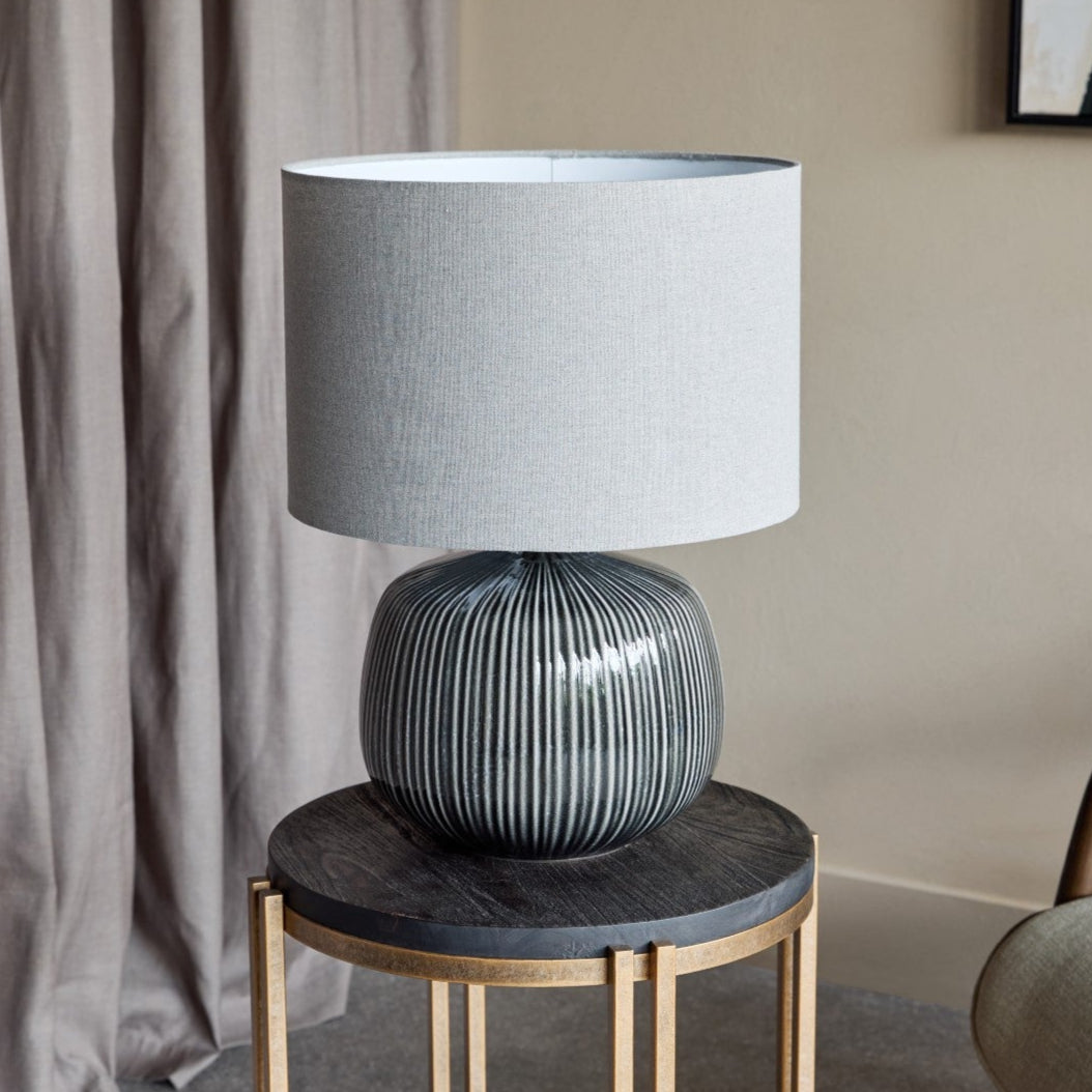 Bruno Striped Charcoal Ceramic Table Lamp