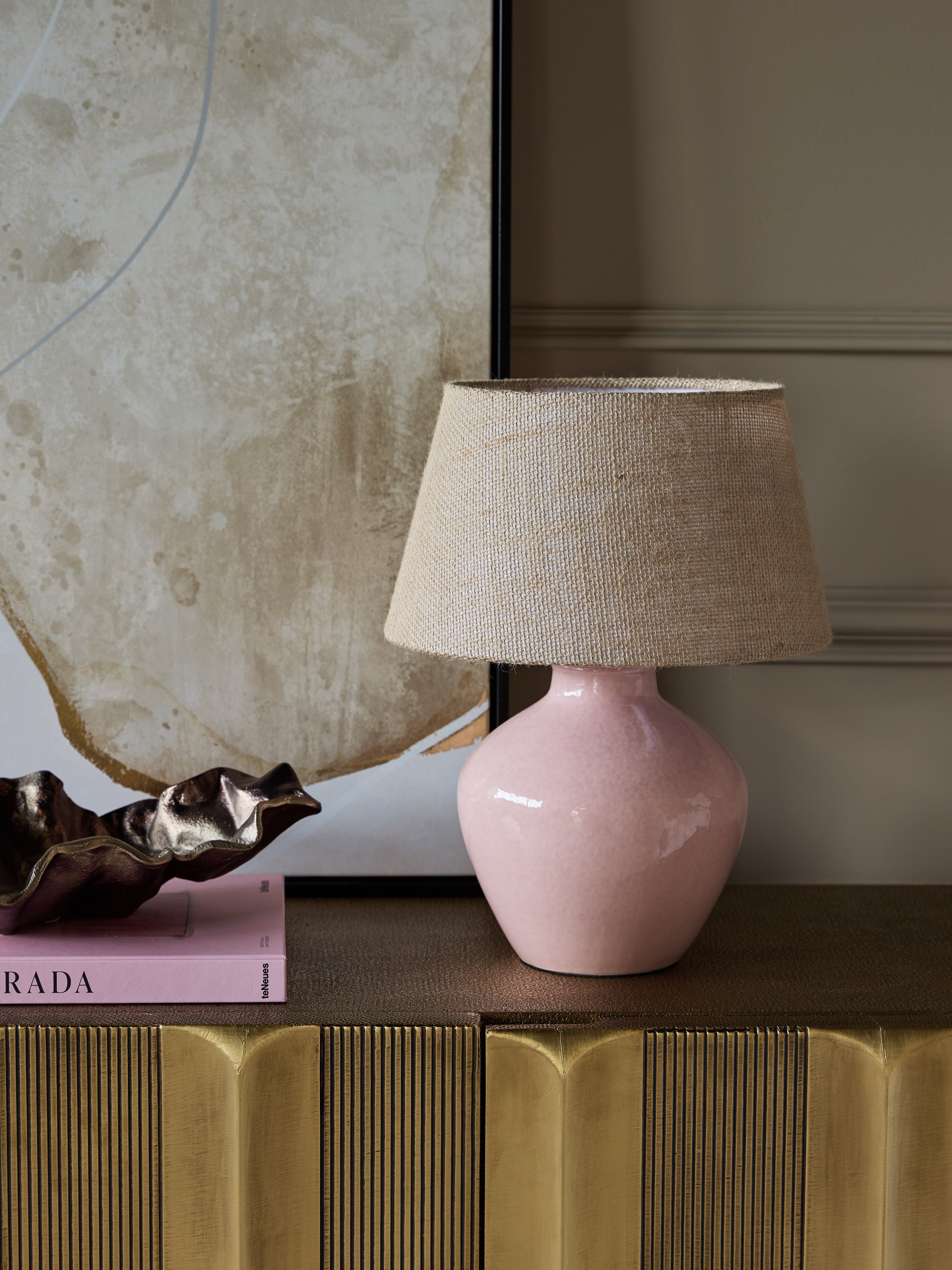Aubrey Dusky Pink Ceramic Table Lamp | Small lifestyle