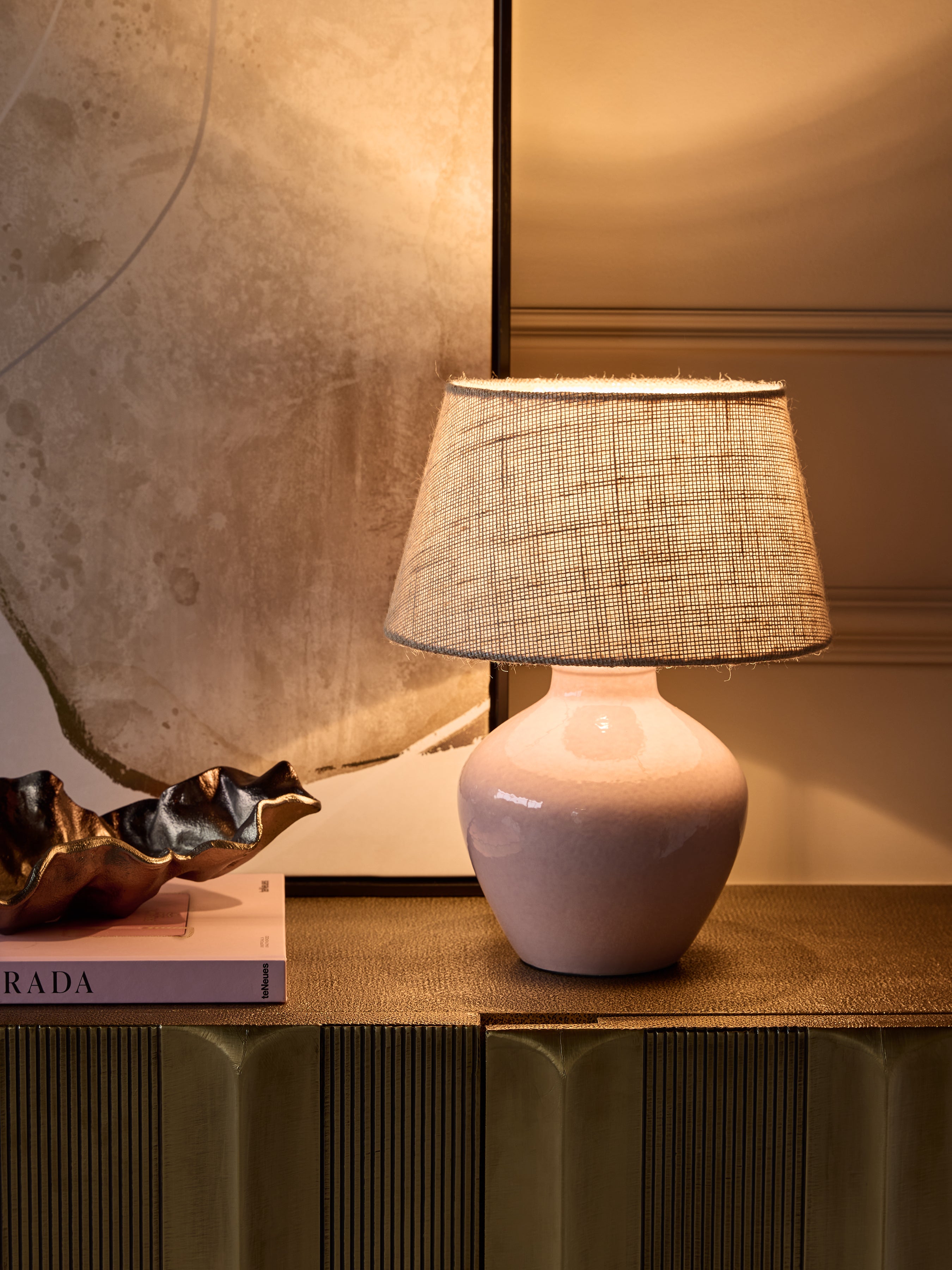 Aubrey Dusky Pink Ceramic Table Lamp | Small lifestyle