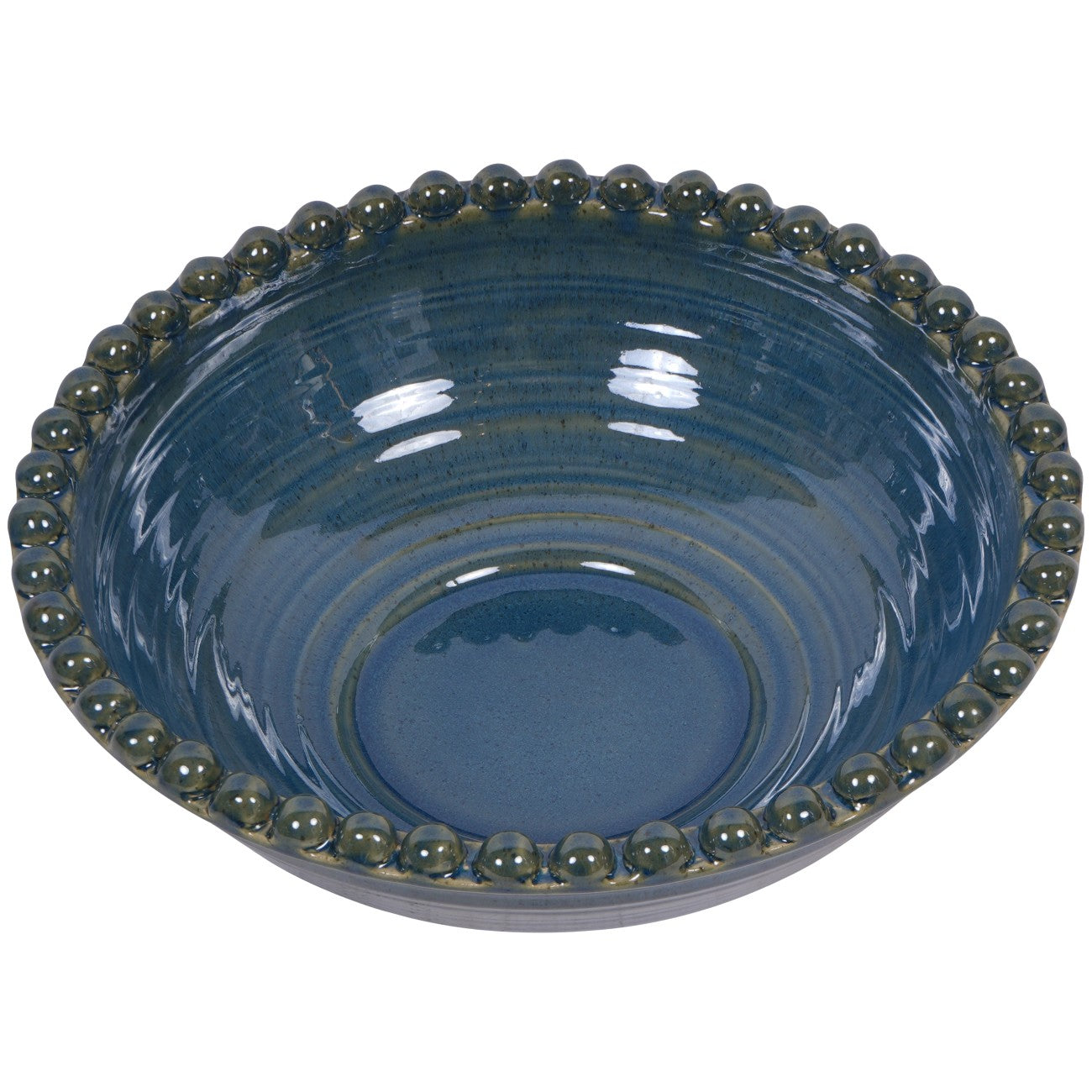 Mediterranean Reactive Glaze Ceramic Blue Green Bowl