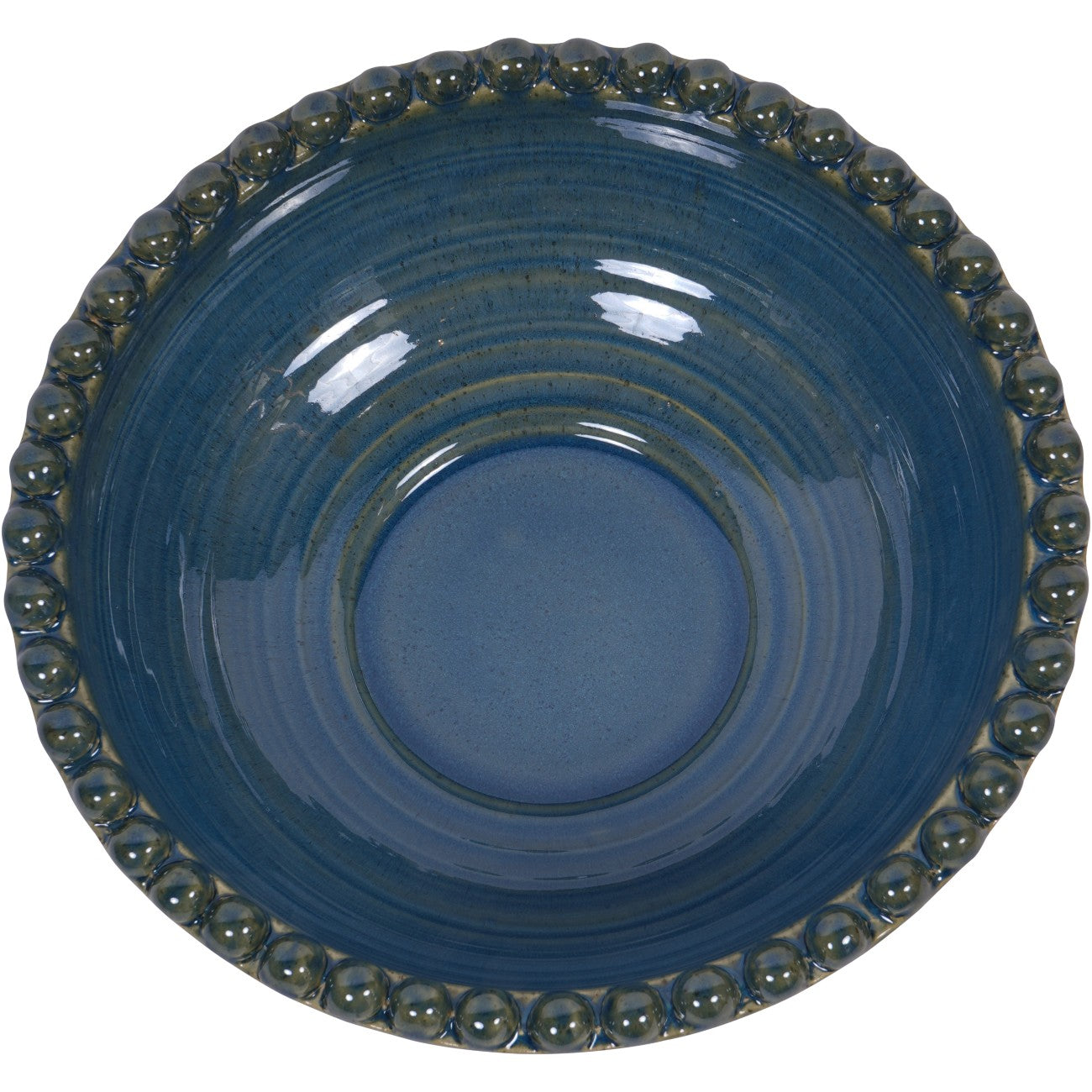Mediterranean Reactive Glaze Ceramic Blue Green Bowl