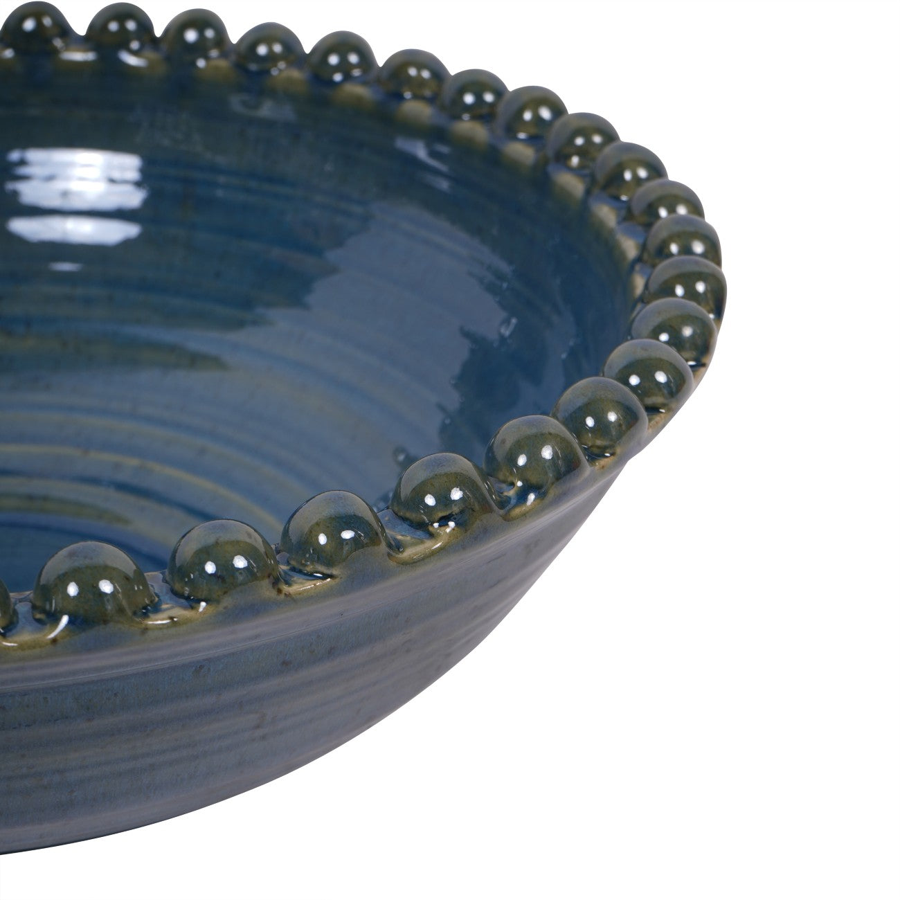 Mediterranean Reactive Glaze Ceramic Blue Green Bowl
