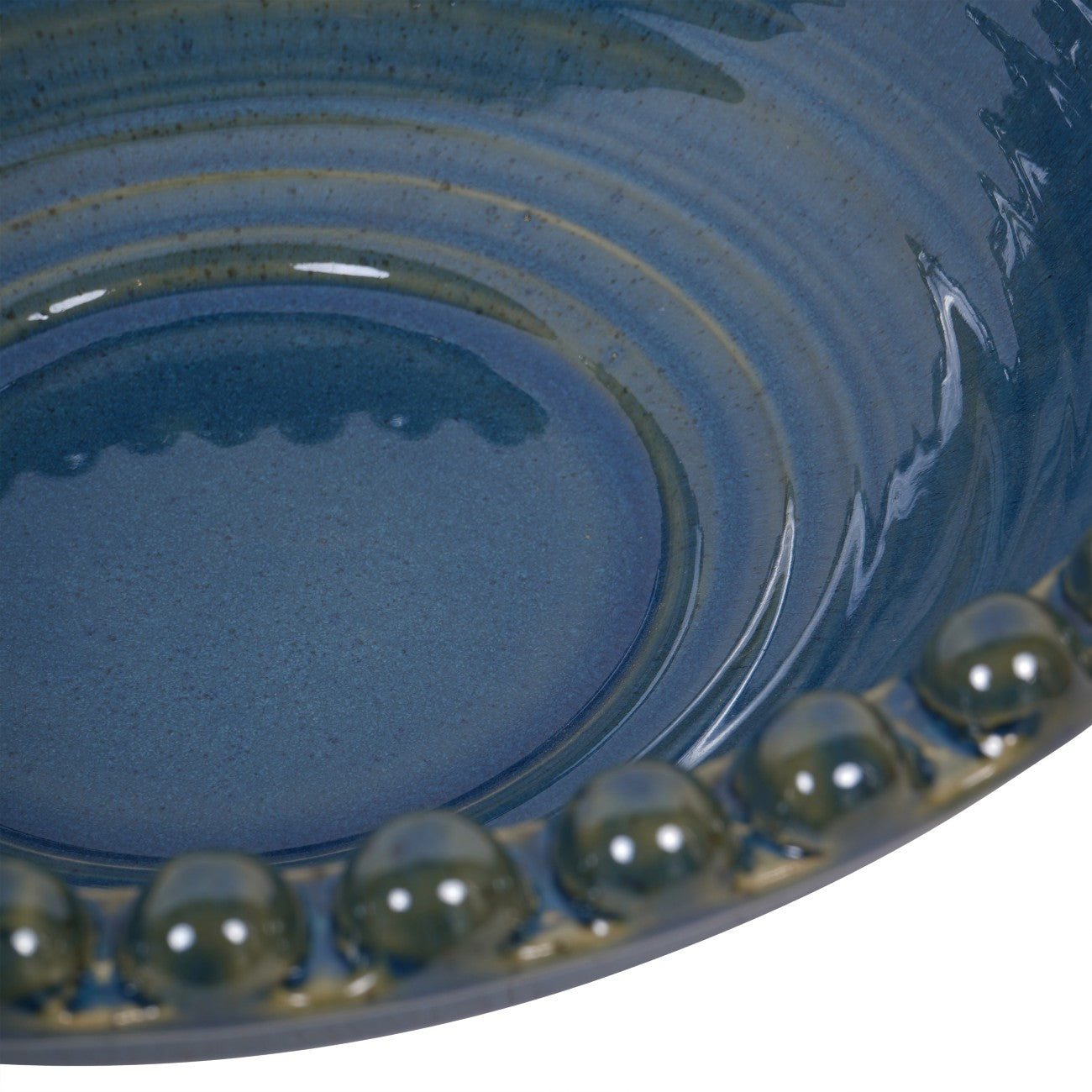 Mediterranean Reactive Glaze Ceramic Blue Green Bowl