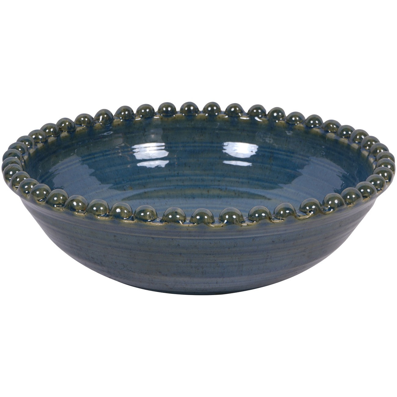 Mediterranean Reactive Glaze Ceramic Blue Green Bowl