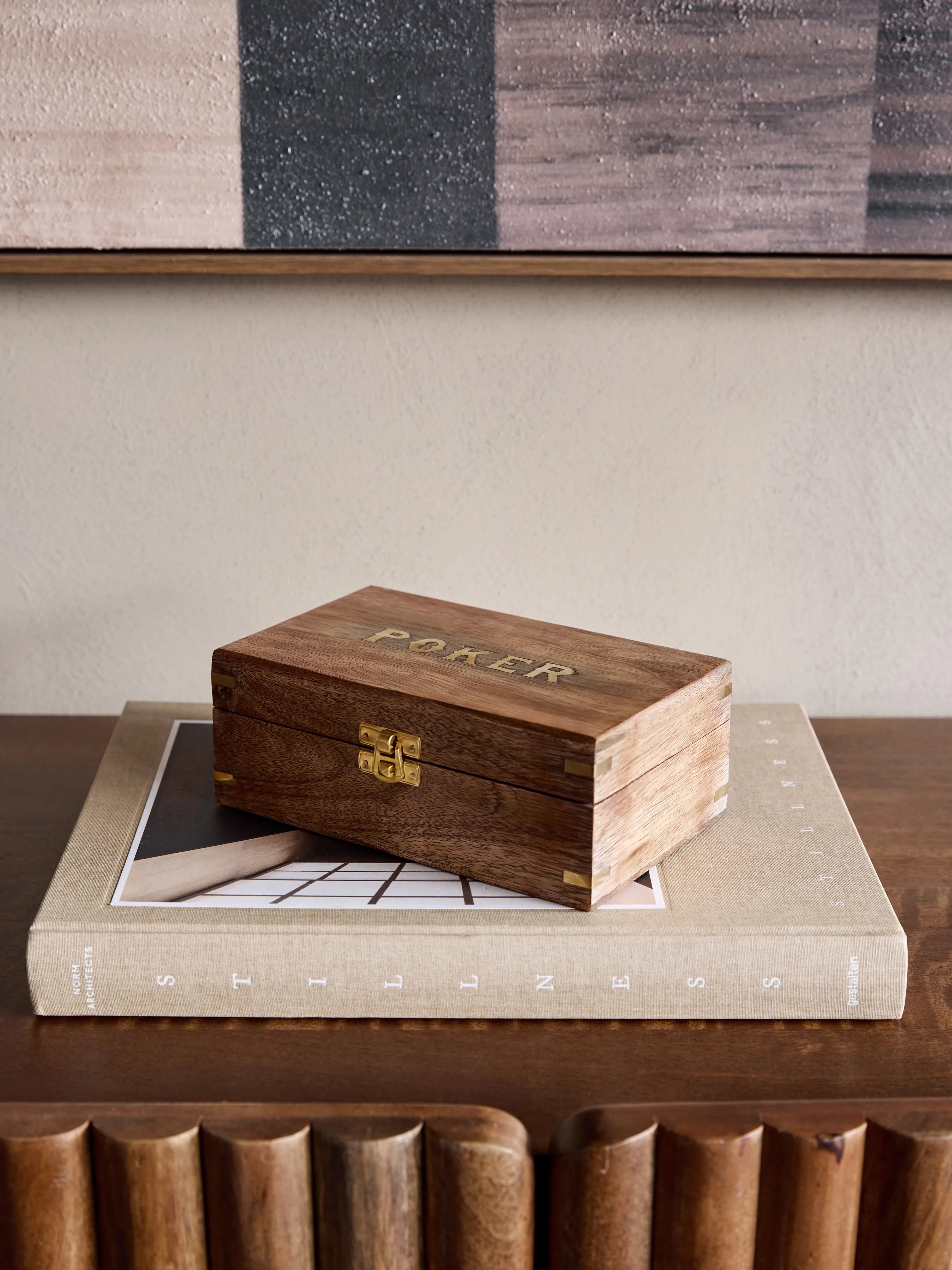 Pryce Mango Wood Poker Box with cards
