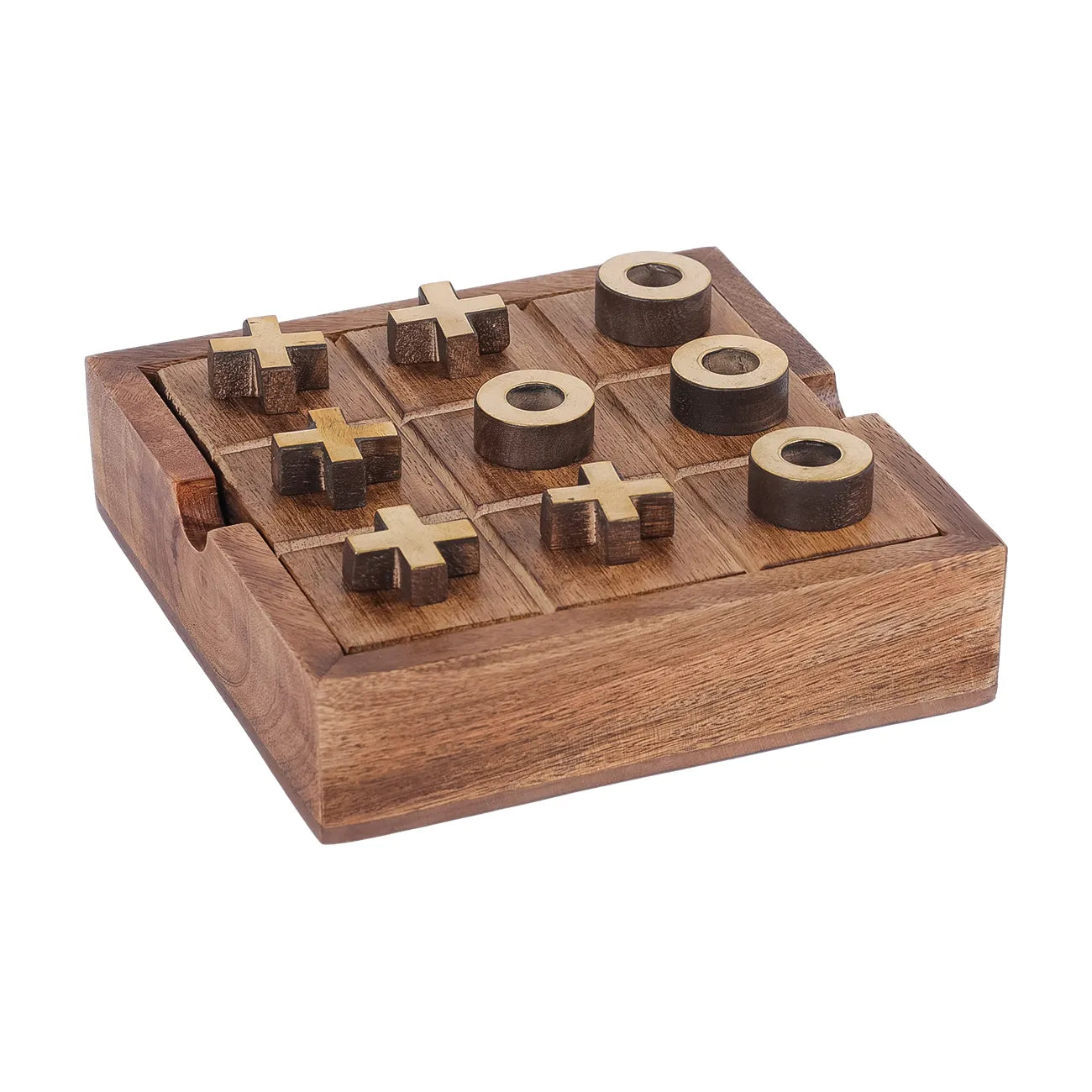 Pryce Mango Wood Noughts and Crosses & Solitaire Game