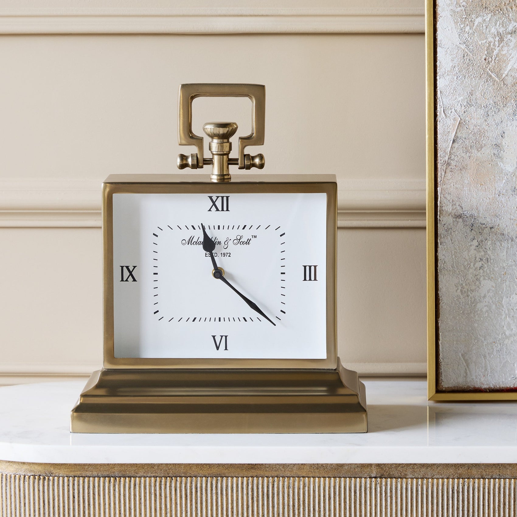 Latham Brass Rectangular Clock Small