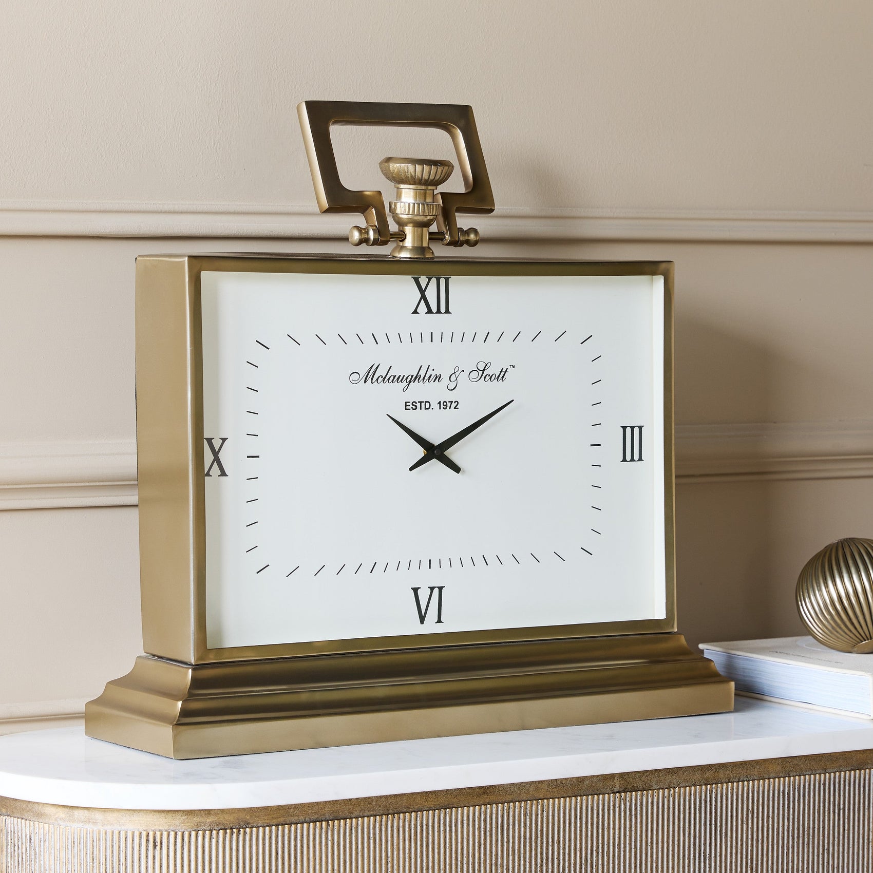 Latham Brass Rectangular Clock Large - CLEARANCE
