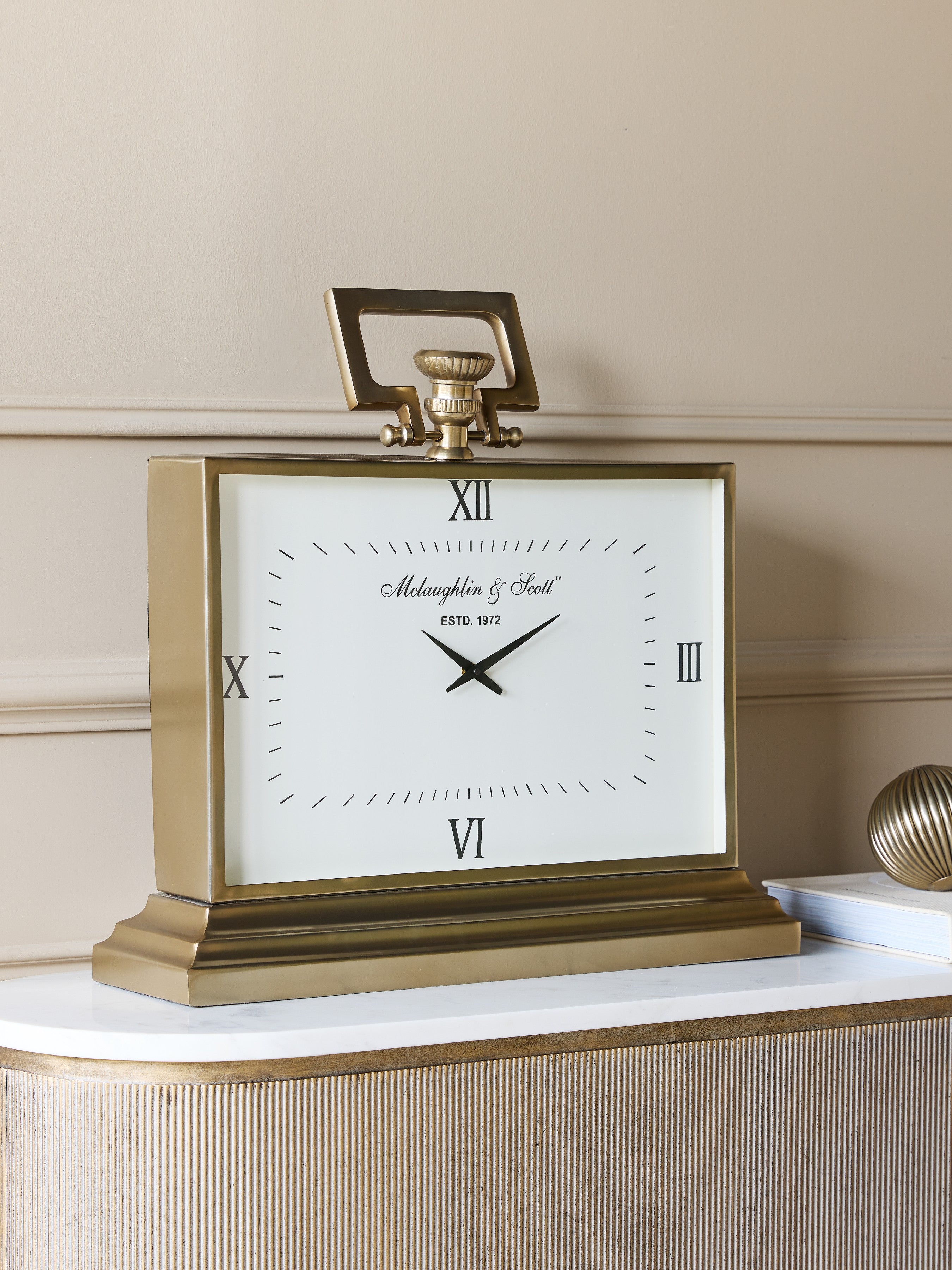 Latham Brass Rectangular Clock Large - CLEARANCE