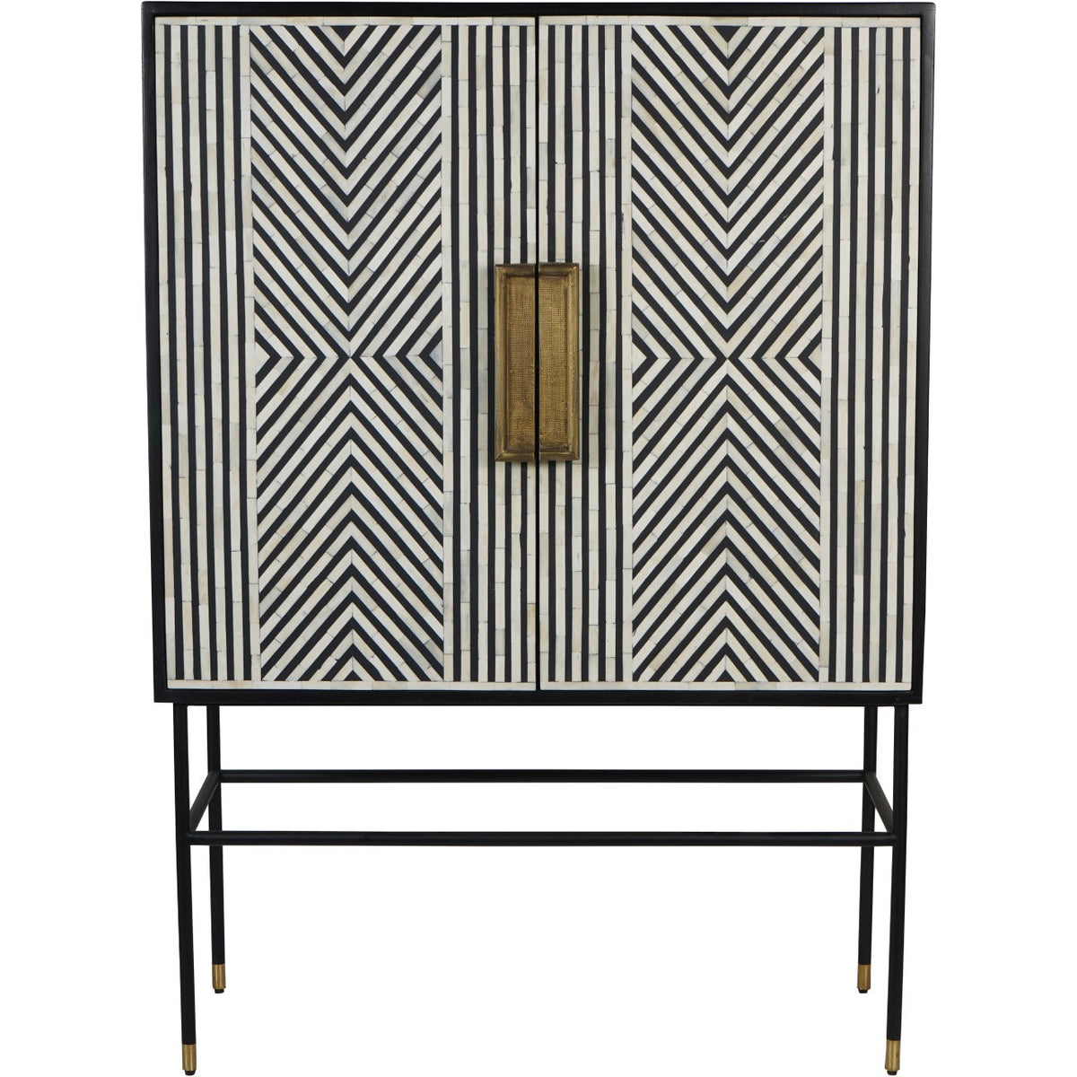 Delaney Black & White Bone Inlay Geometric Drinks Cabinet