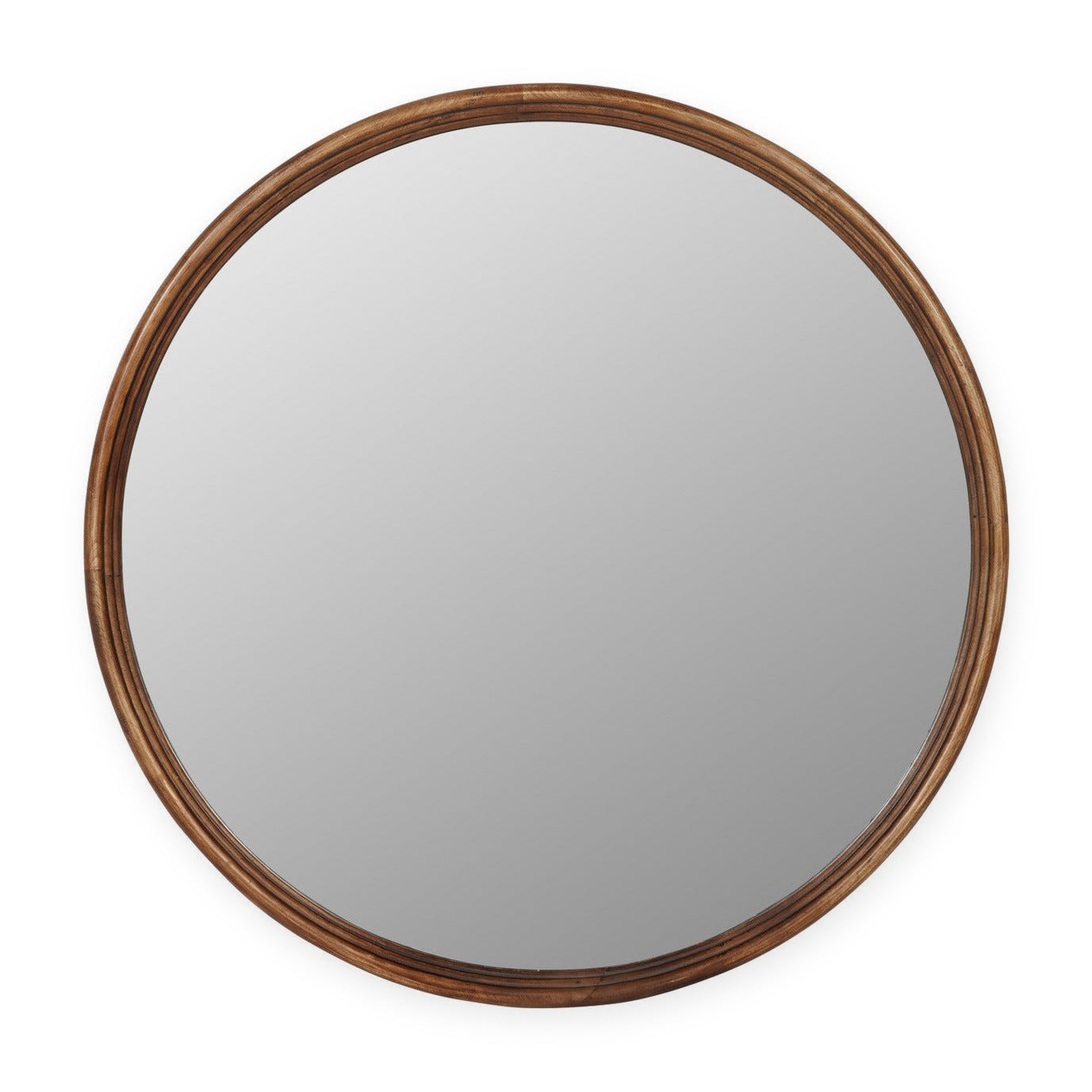 Tilburg Brown Wood Round Wall Mirror