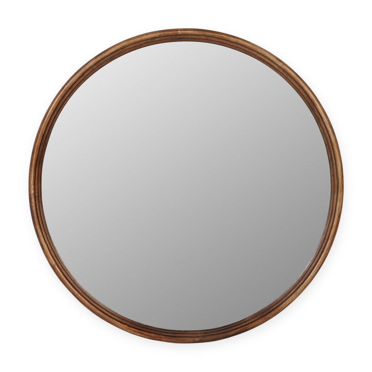 Tilburg Brown Wood Round Wall Mirror