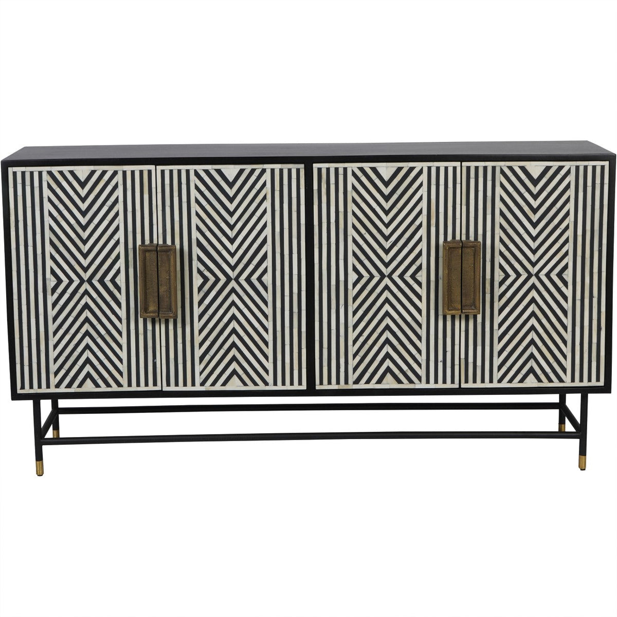 Delaney Black & White Bone Inlay Geometric Sideboard