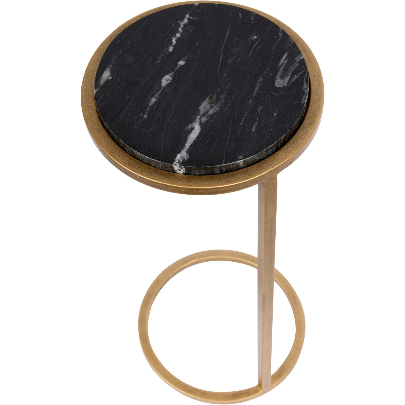 Iota Black Marble & Gold Side Table
