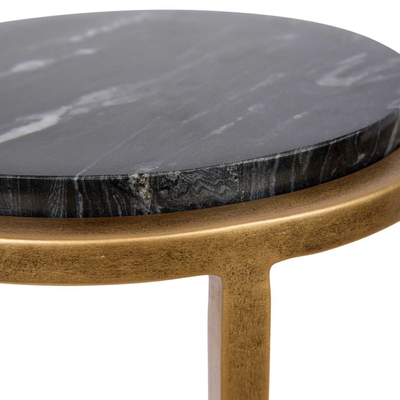 Iota Black Marble & Gold Side Table