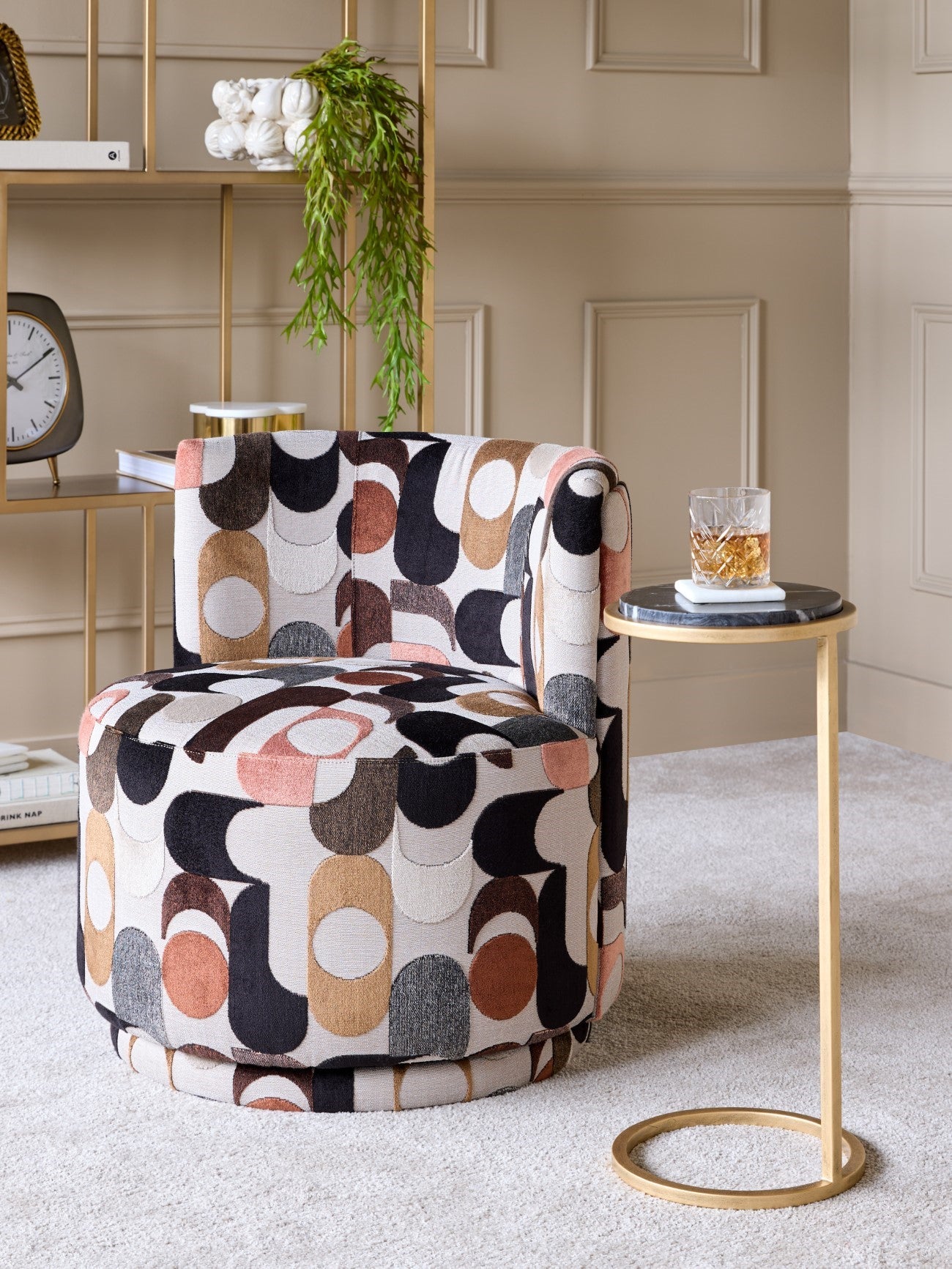 Iota Black Marble & Gold Side Table
