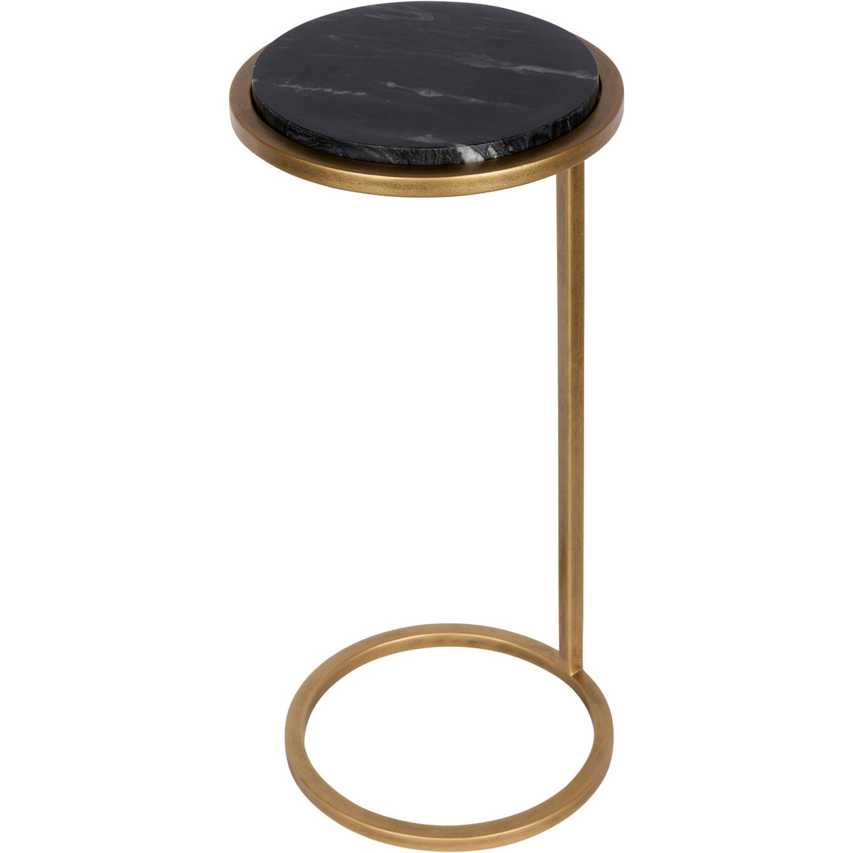Iota Black Marble & Gold Side Table