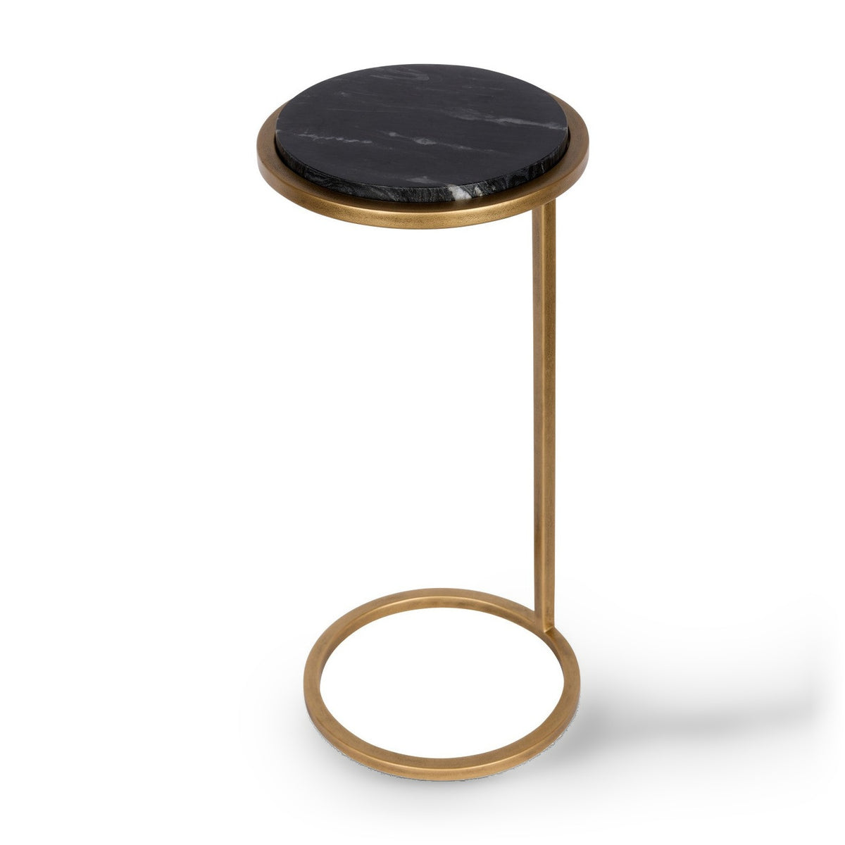 Iota Black Marble & Gold Side Table