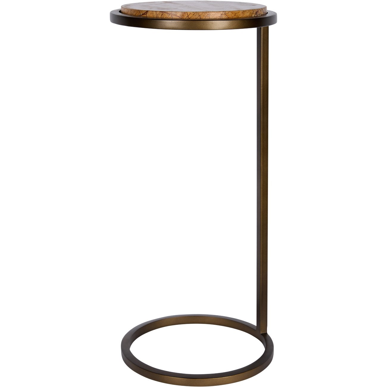 Iota Forest Brown Marble Smoked Gold Side Table